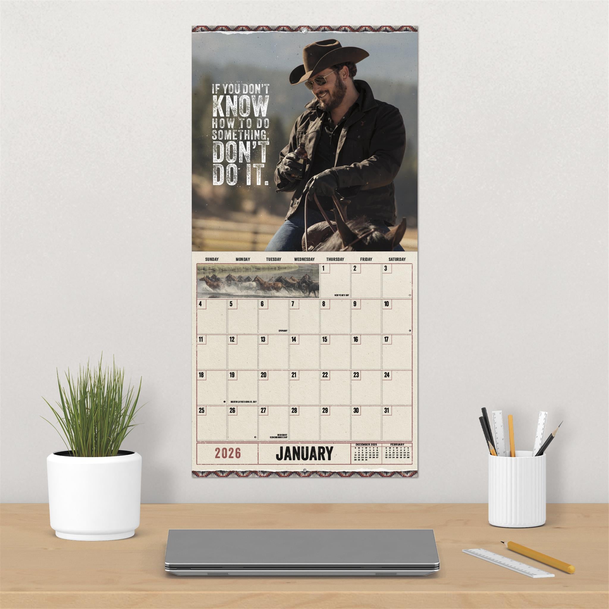 Calendrier mural Yellowstone Rip Wheeler 2026 - Disponible uniquement en ligne