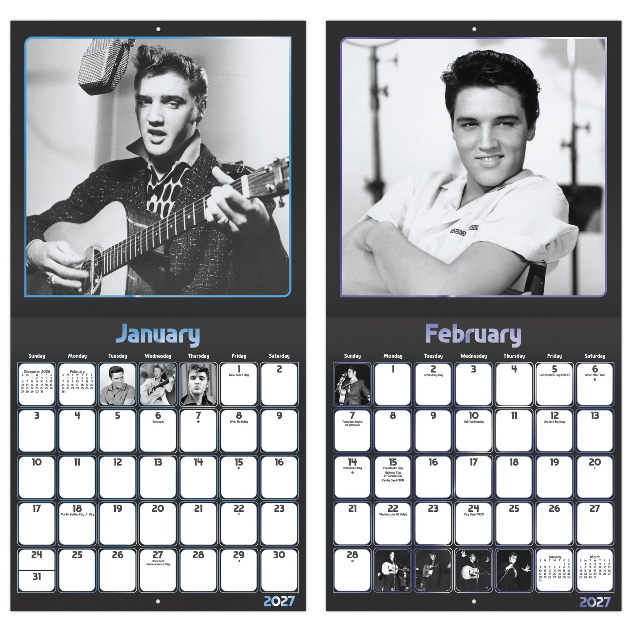 Calendrier mural Elvis Presley collector 2027 – En ligne seulement