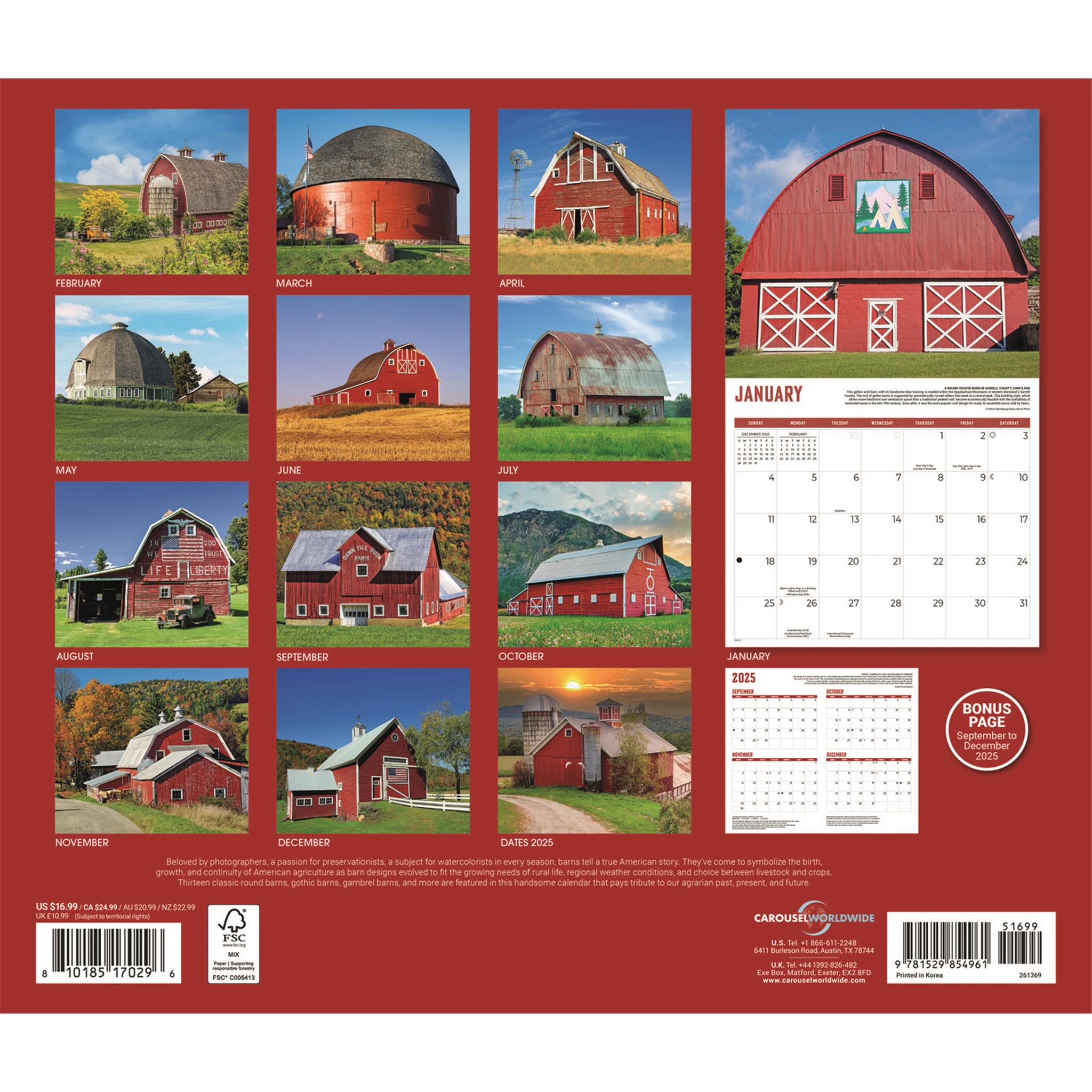 Calendrier mural Barns 2026