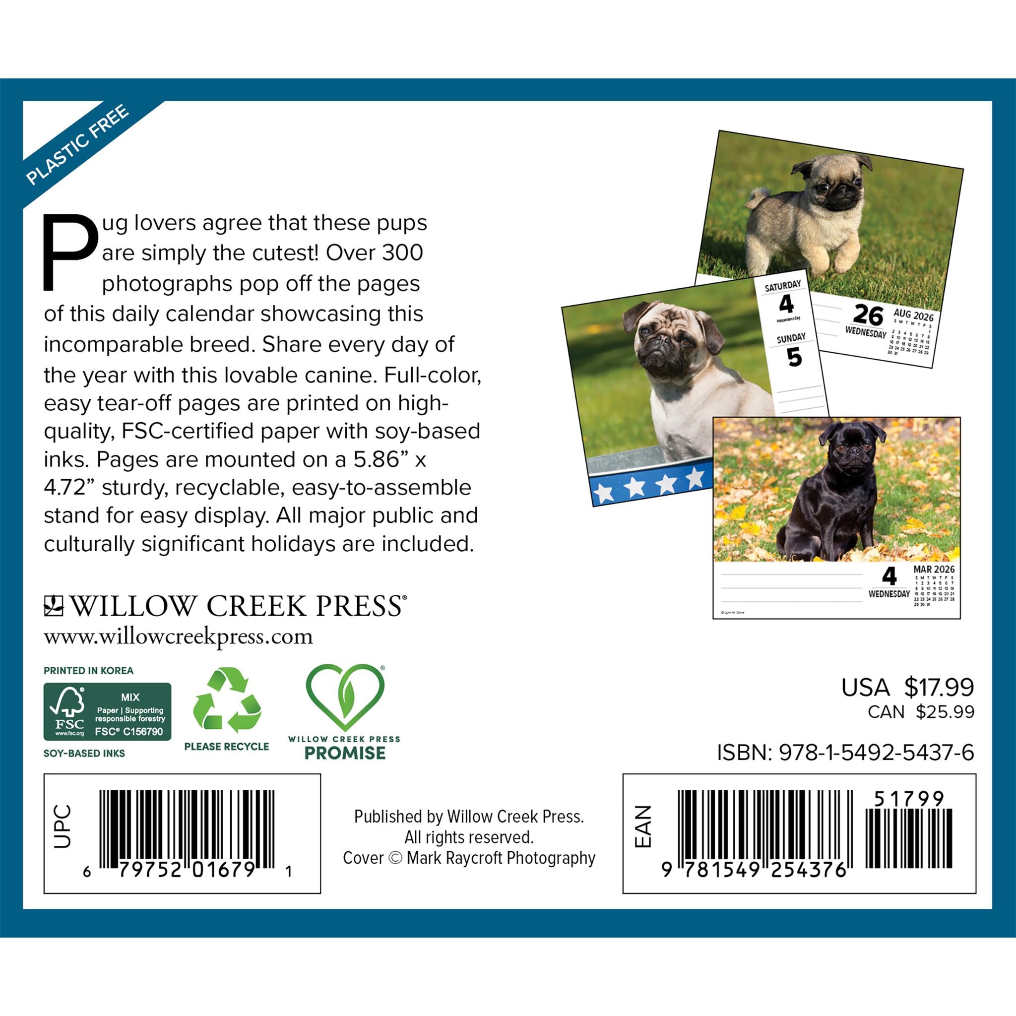 Calendrier Just Pugs 2026 en boîte - Disponible uniquement en ligne