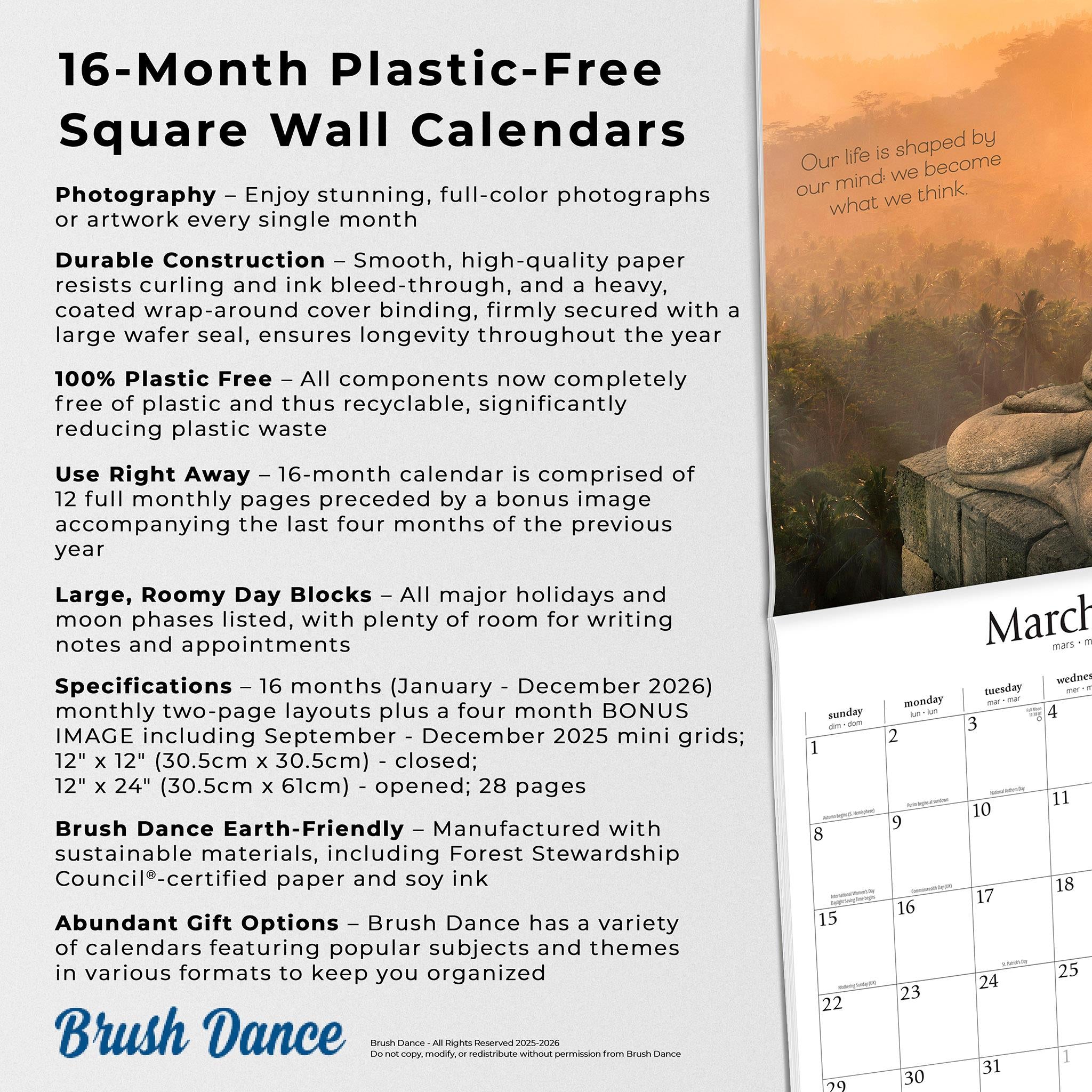 Timeless Buddha 2026 Wall Calendar