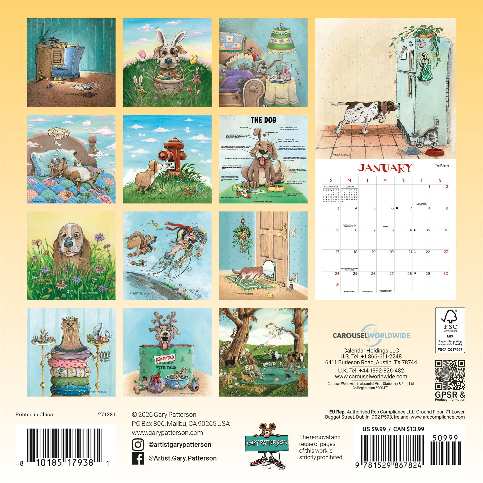 Gary Patterson Dogs 2027 Mini Magnetic Calendar