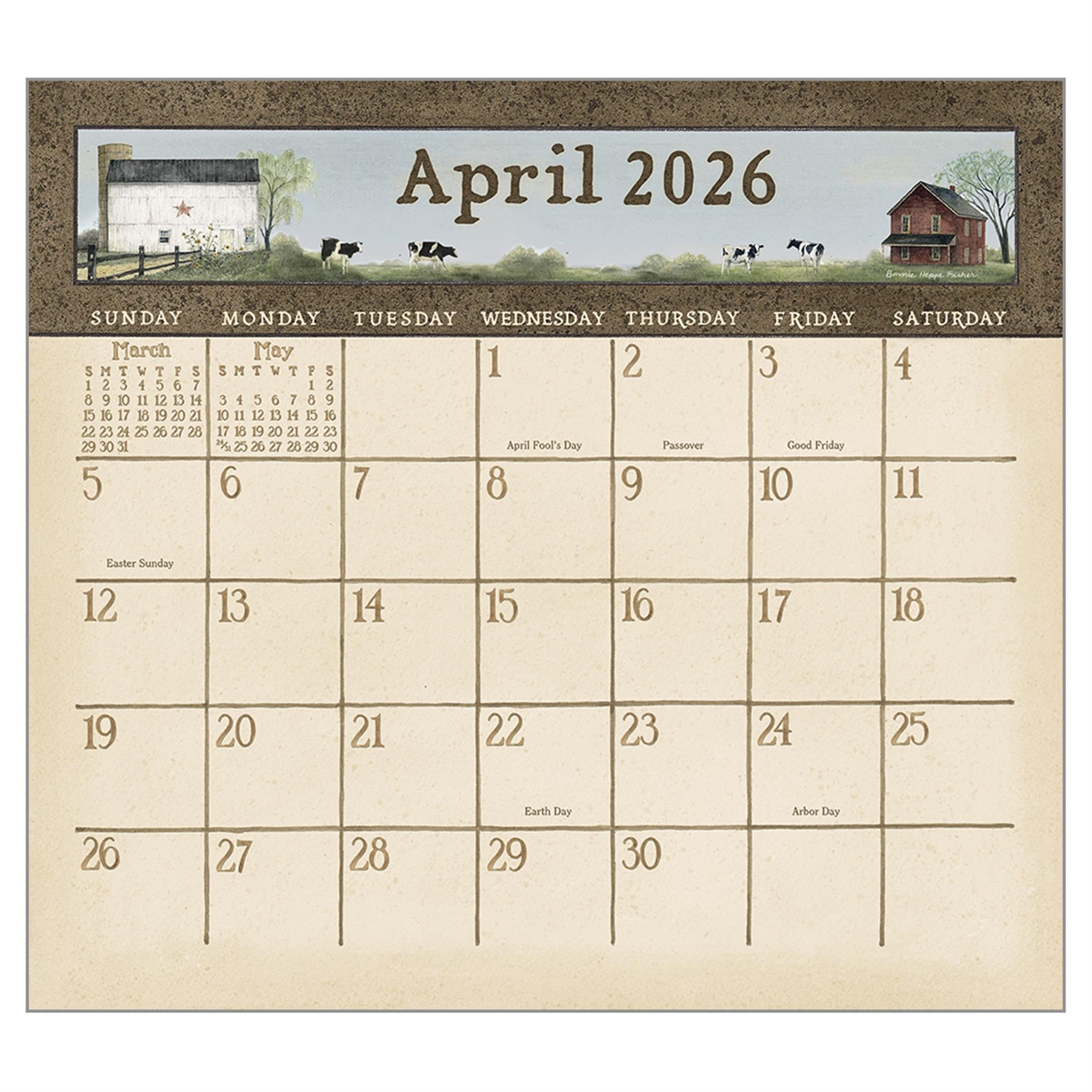 Calendrier mural de luxe Country Blessings 2026 - Disponible uniquement en ligne