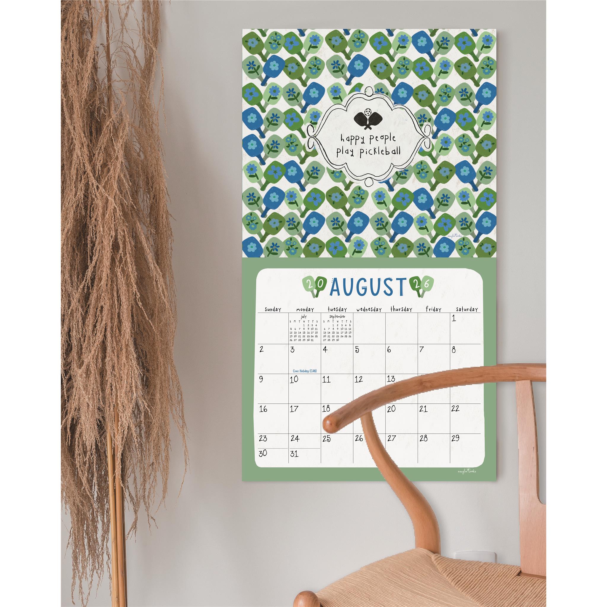 Pickleball 2026 Deluxe Wall Calendar - Online Only