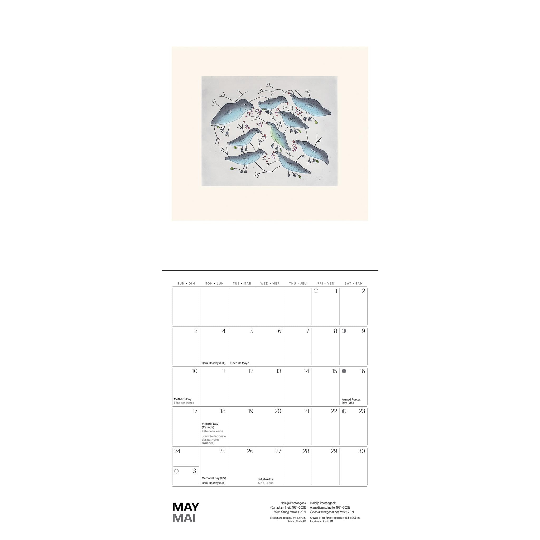 Mini-calendrier d'art inuit de Cape Dorset 2026