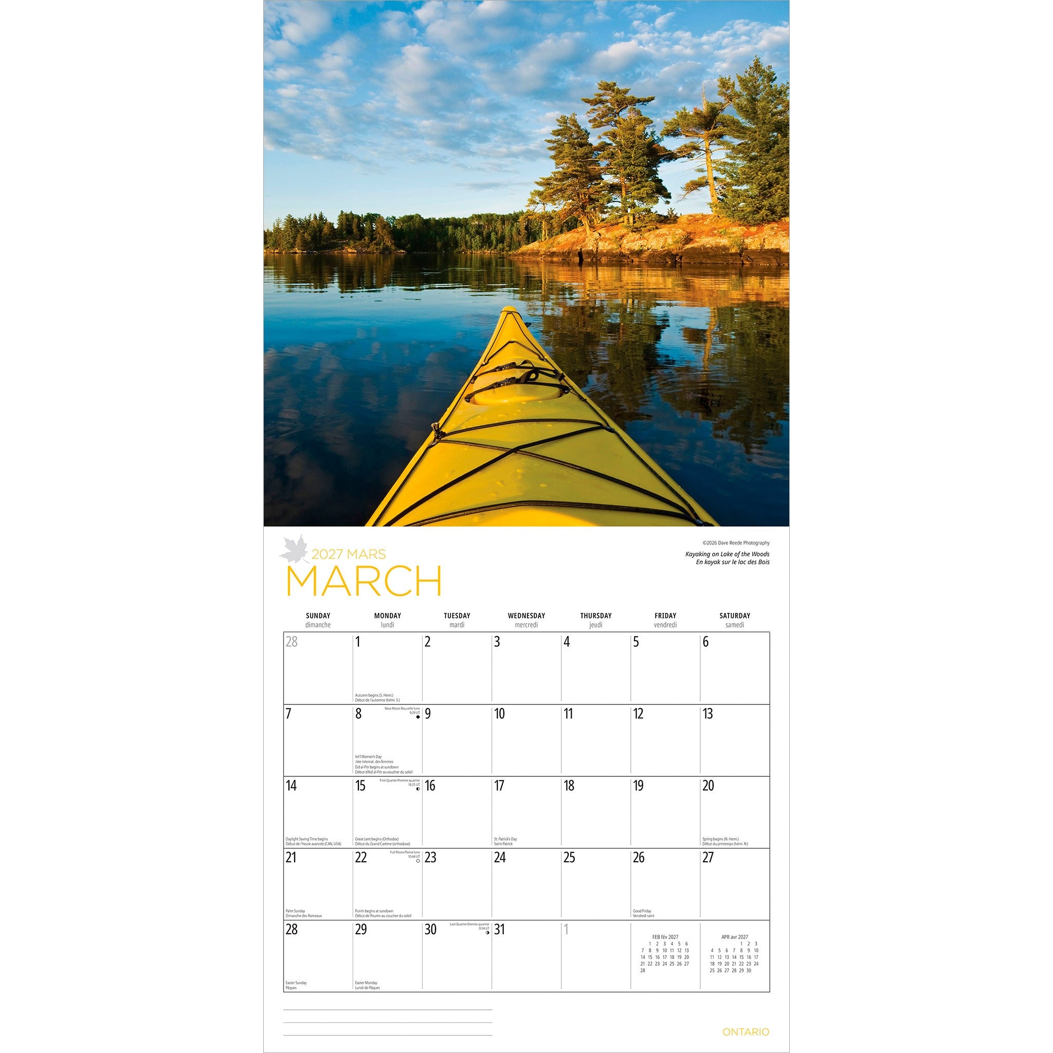 Ontario 2027 Wall Calendar