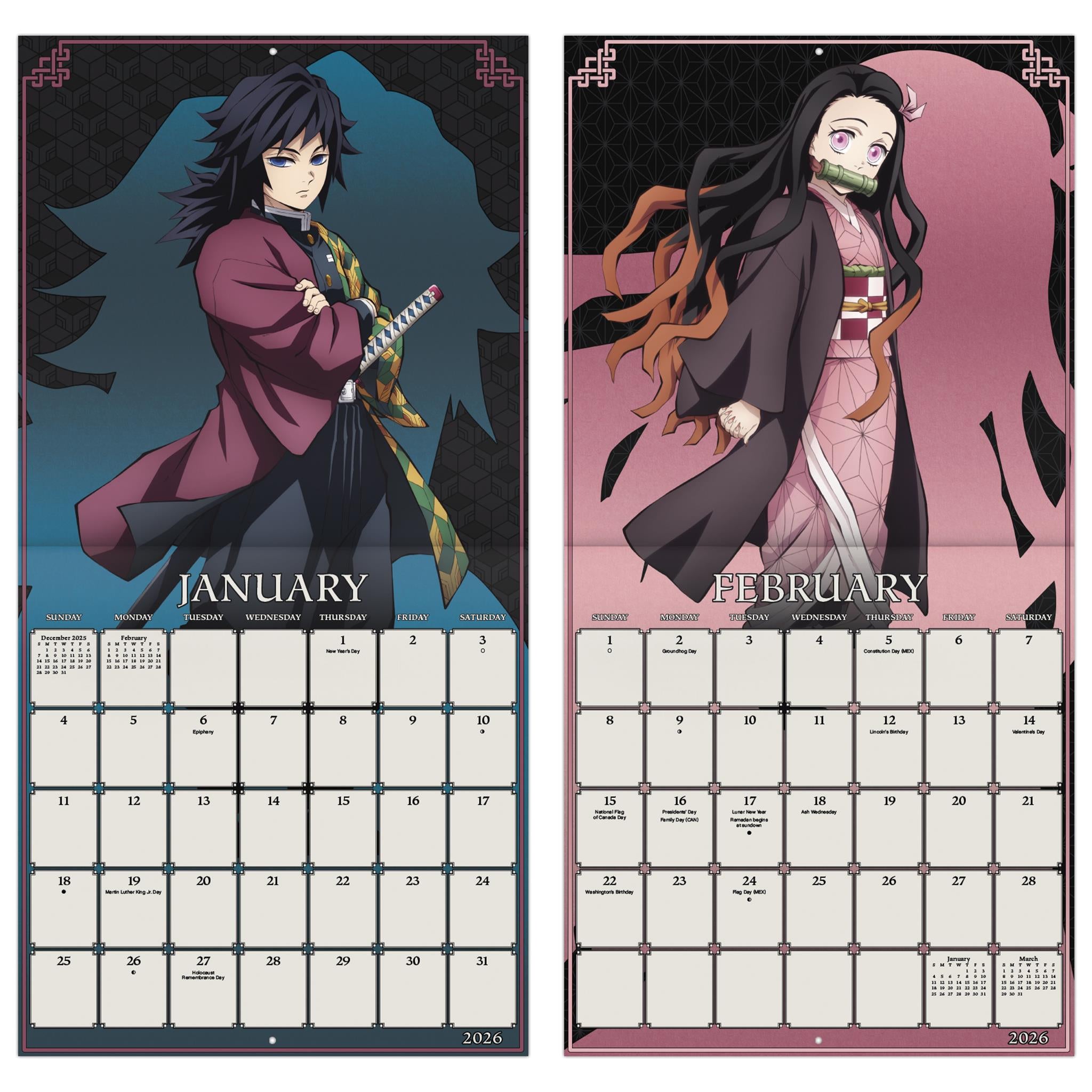 Demon Slayer Kimetsu No Yaiba 2026 Wall Calendar