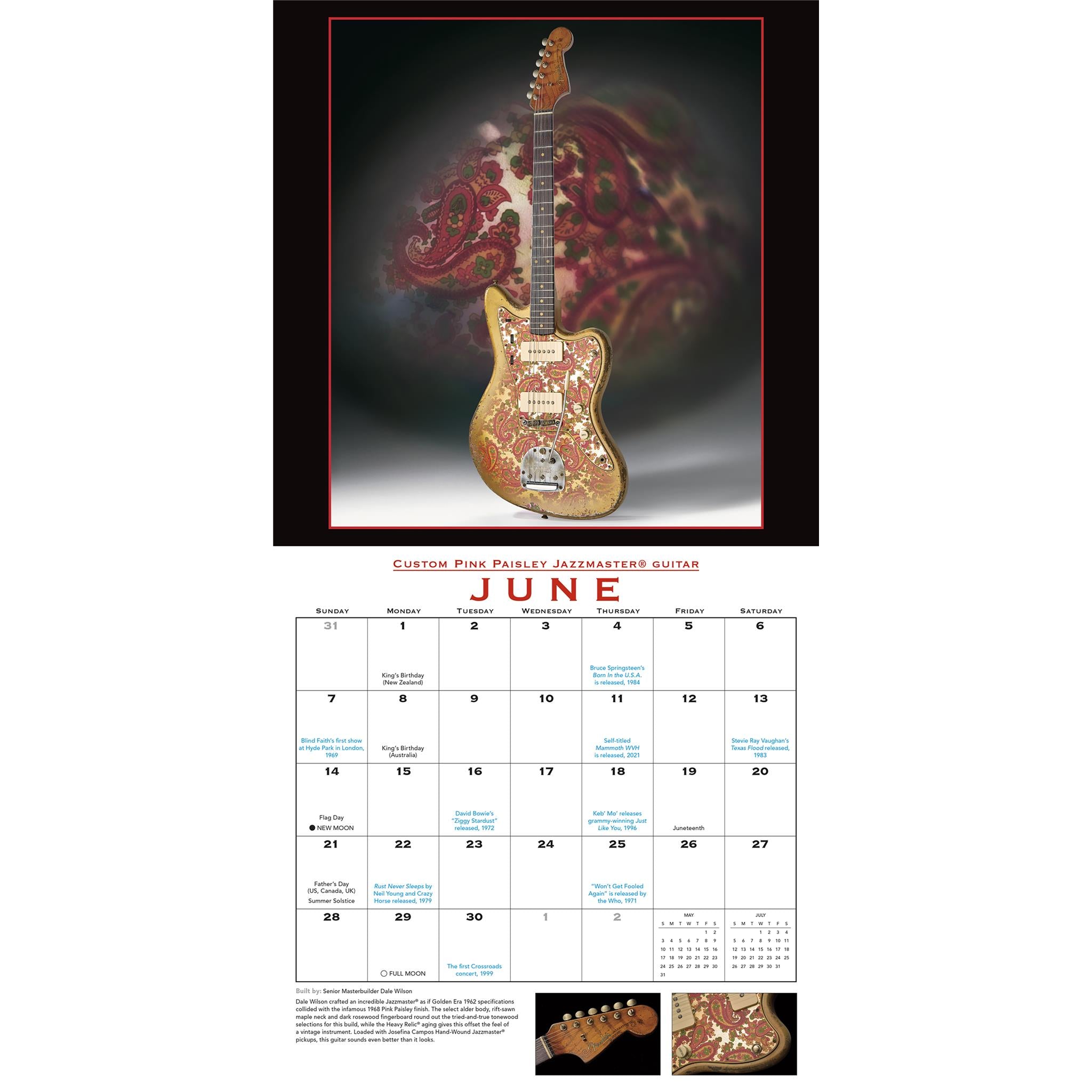 Fender Guitars Custom Shop 2026 Wall Calendar