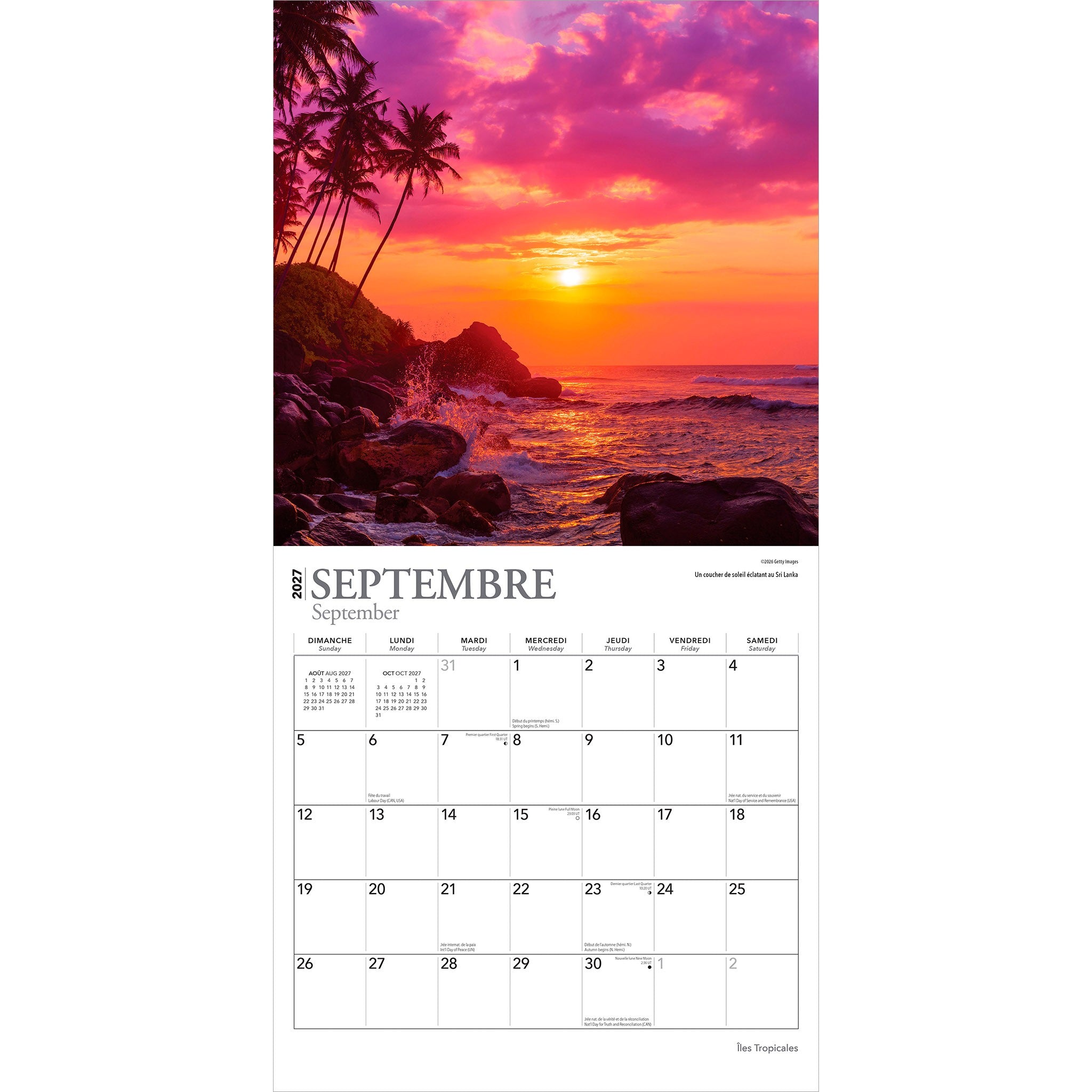 Iles Tropicales 2027 Wall Calendar (French)