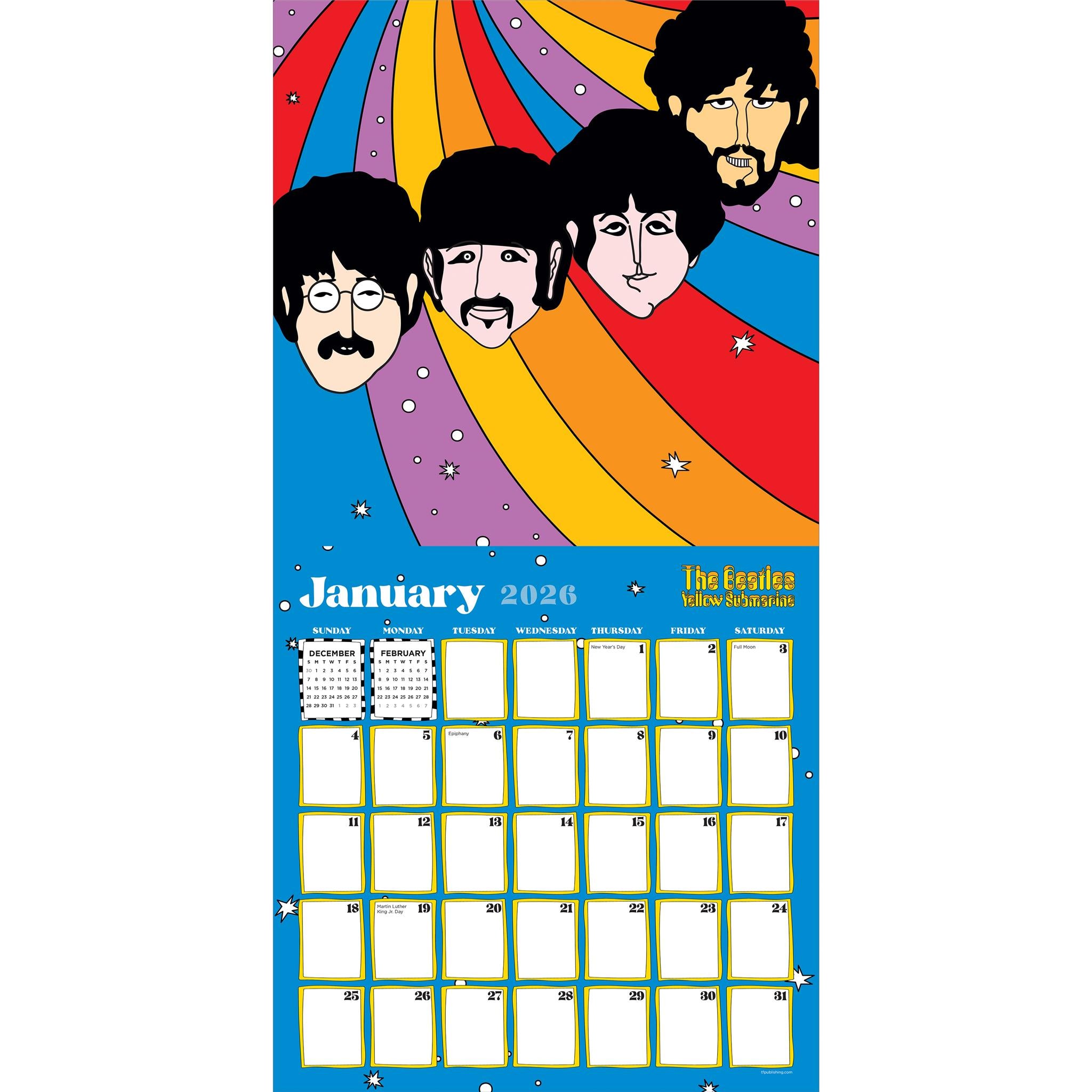 Calendrier mural Beatles Yellow Submarine 2026 - Disponible uniquement en ligne
