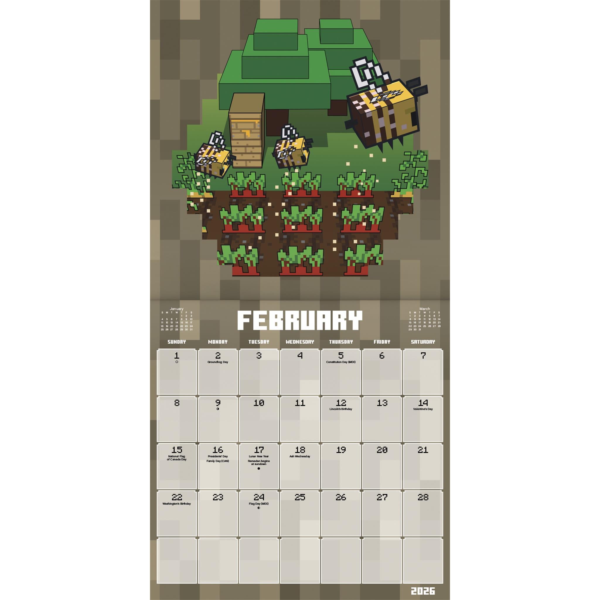 Calendrier mural du film Minecraft 2026