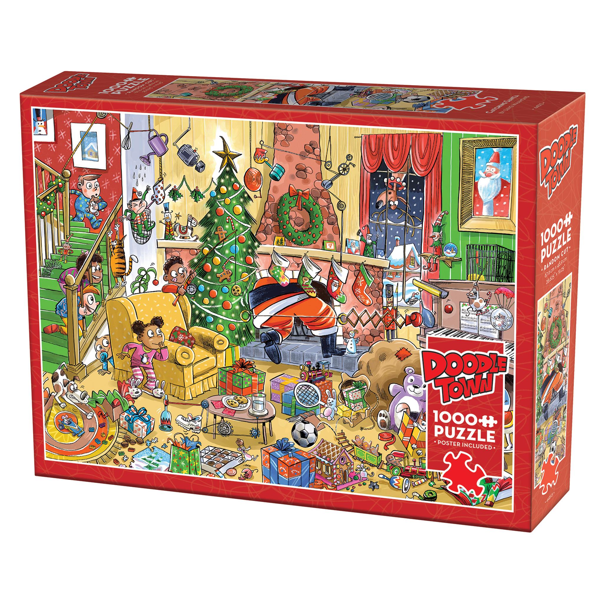 Puzzle de 1000 pièces Doodletown : Attraper le Père Noël