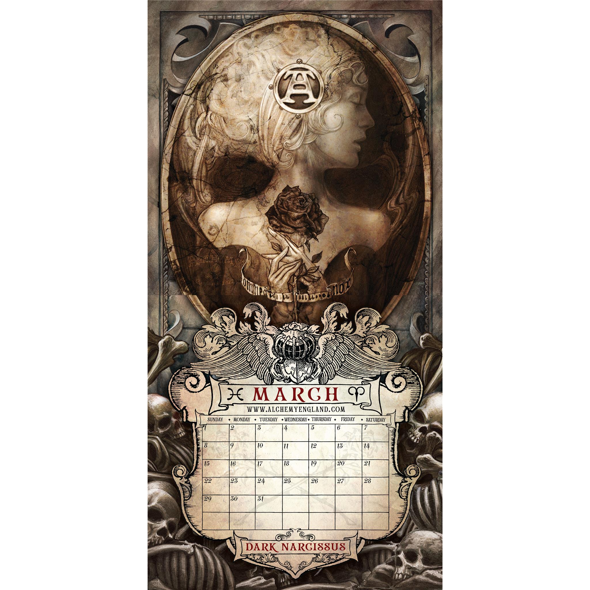 Calendrier mural Alchemy 1977 Gothic 2026