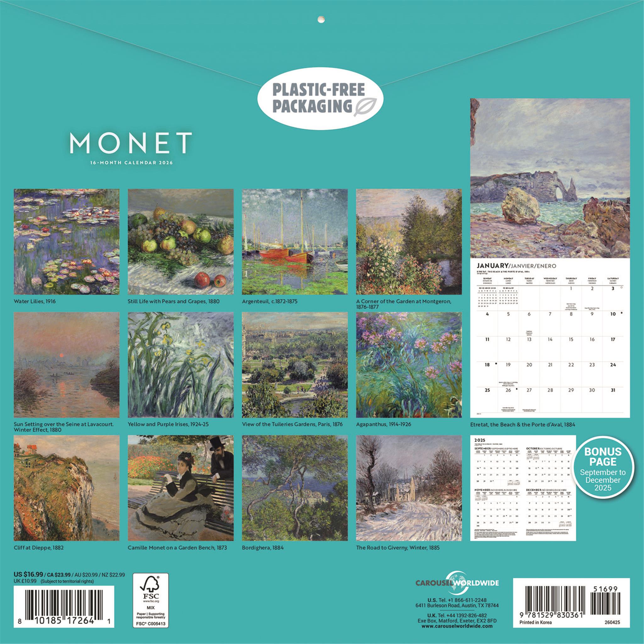 Calendrier mural Monet 2026