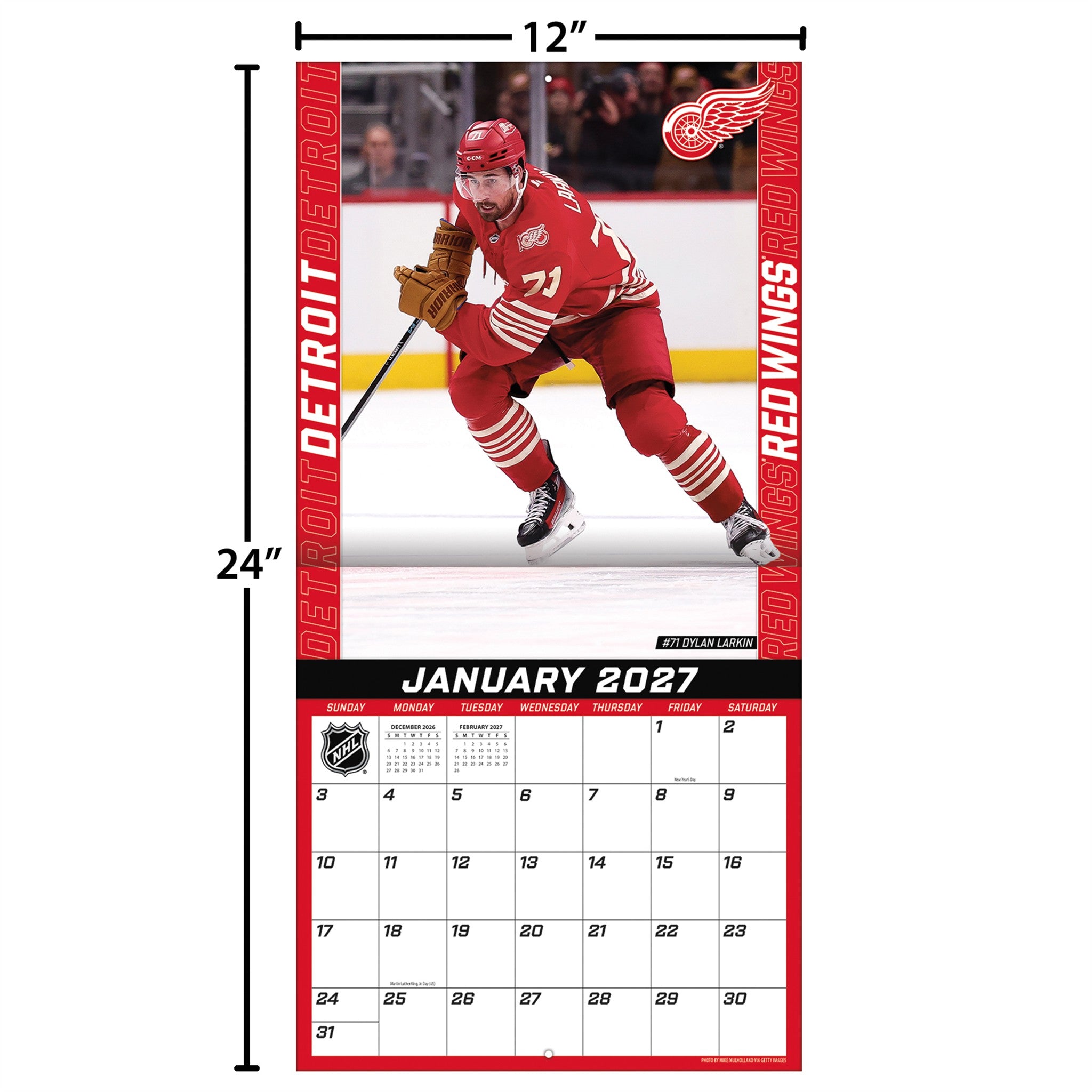NHL Detroit Red Wings 2027 Wall Calendar