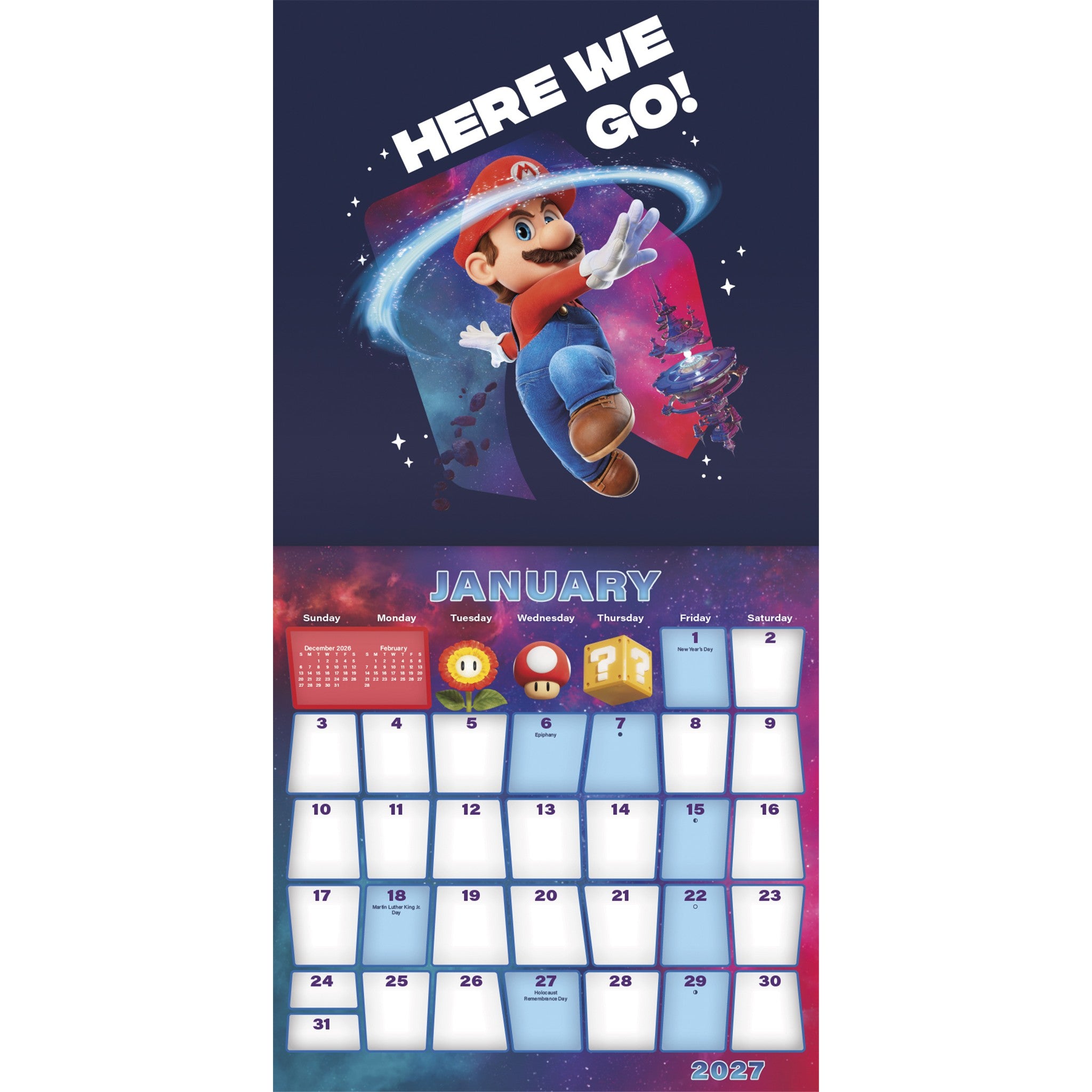 The Super Mario Brothers Movie 2 Exclusive with Print 2027 Wall Calendar