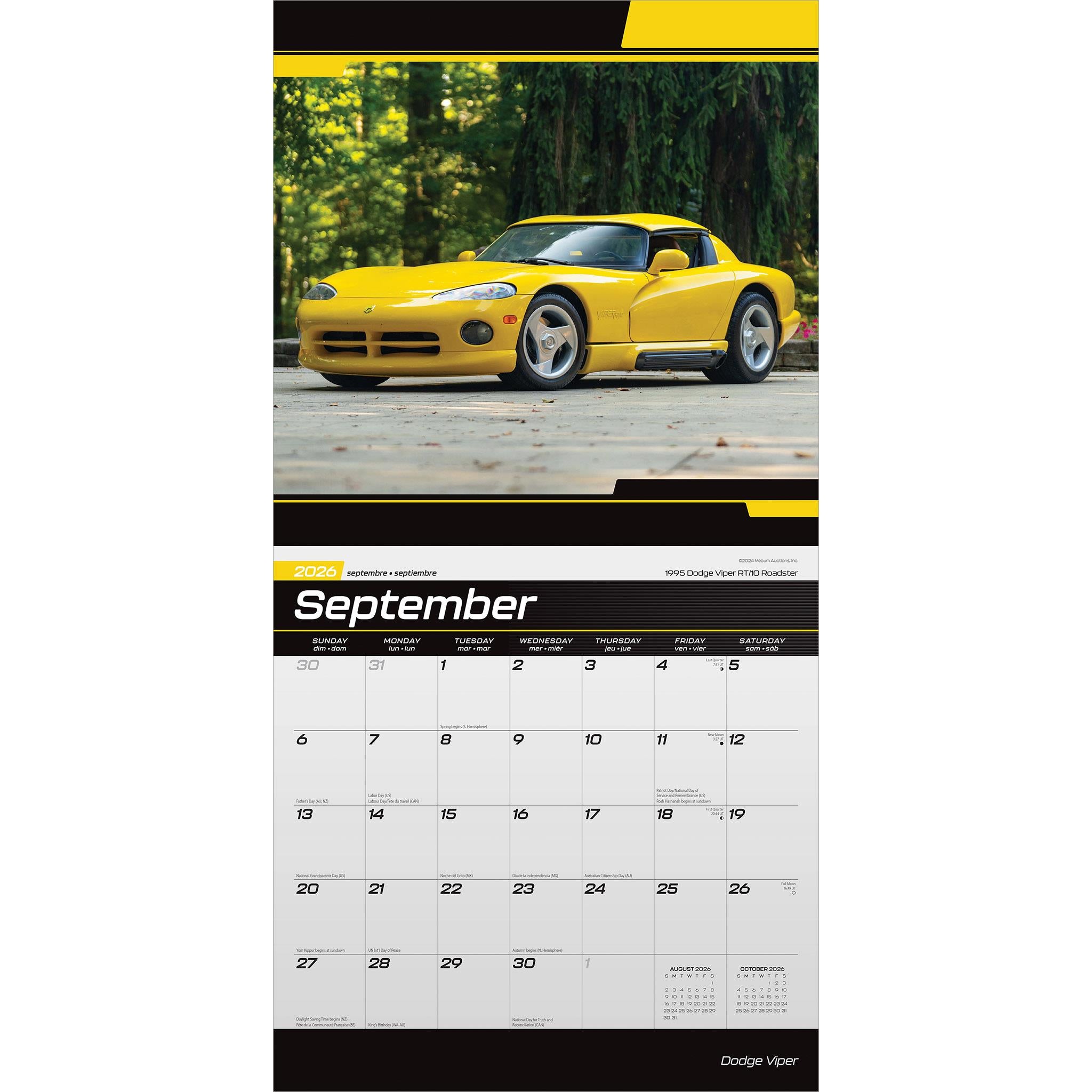 Calendrier mural Dodge Viper 2026