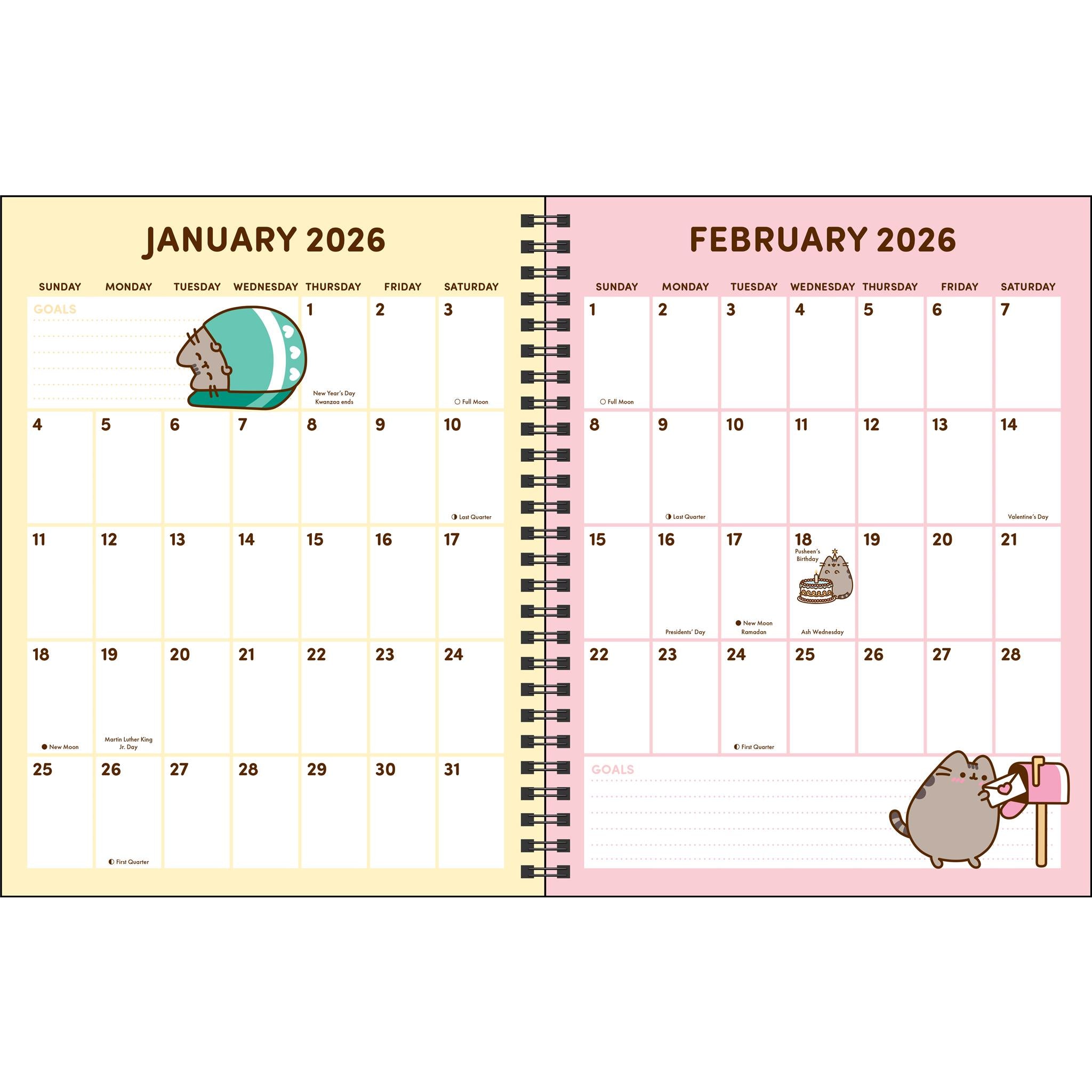 Calendrier des fiançailles de Pusheen pour 2025-2026