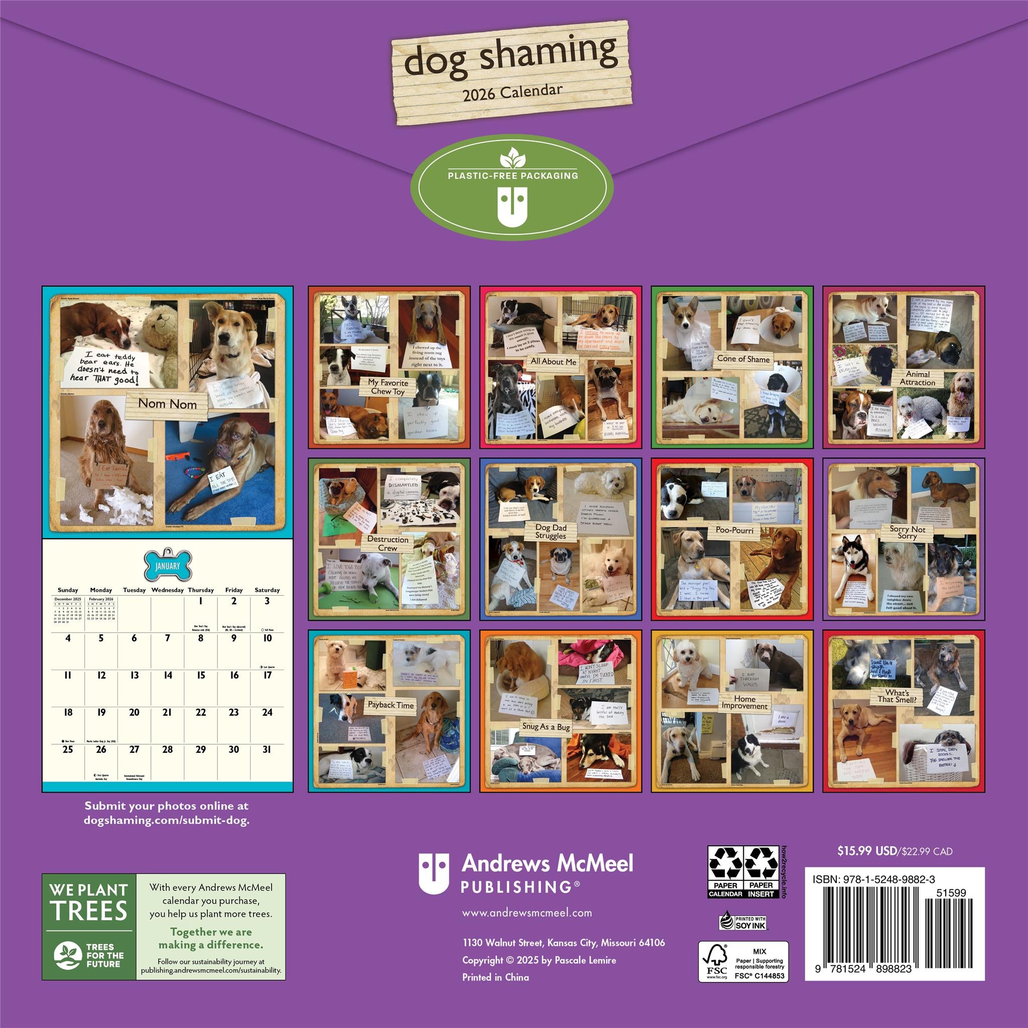 Dog Shaming 2026 Wall Calendar