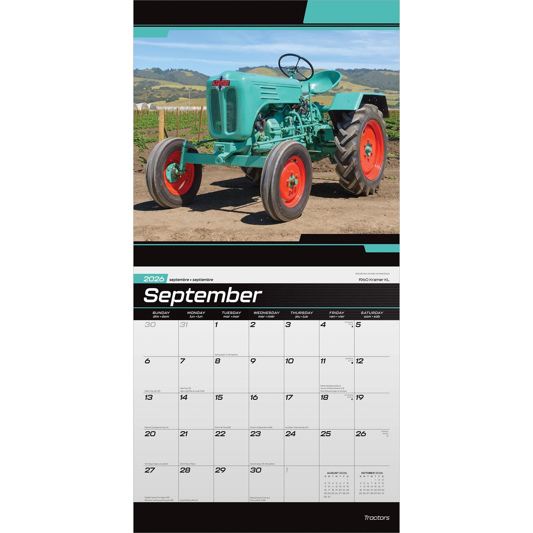 Calendrier mural Tracteurs 2026 - Disponible uniquement en ligne