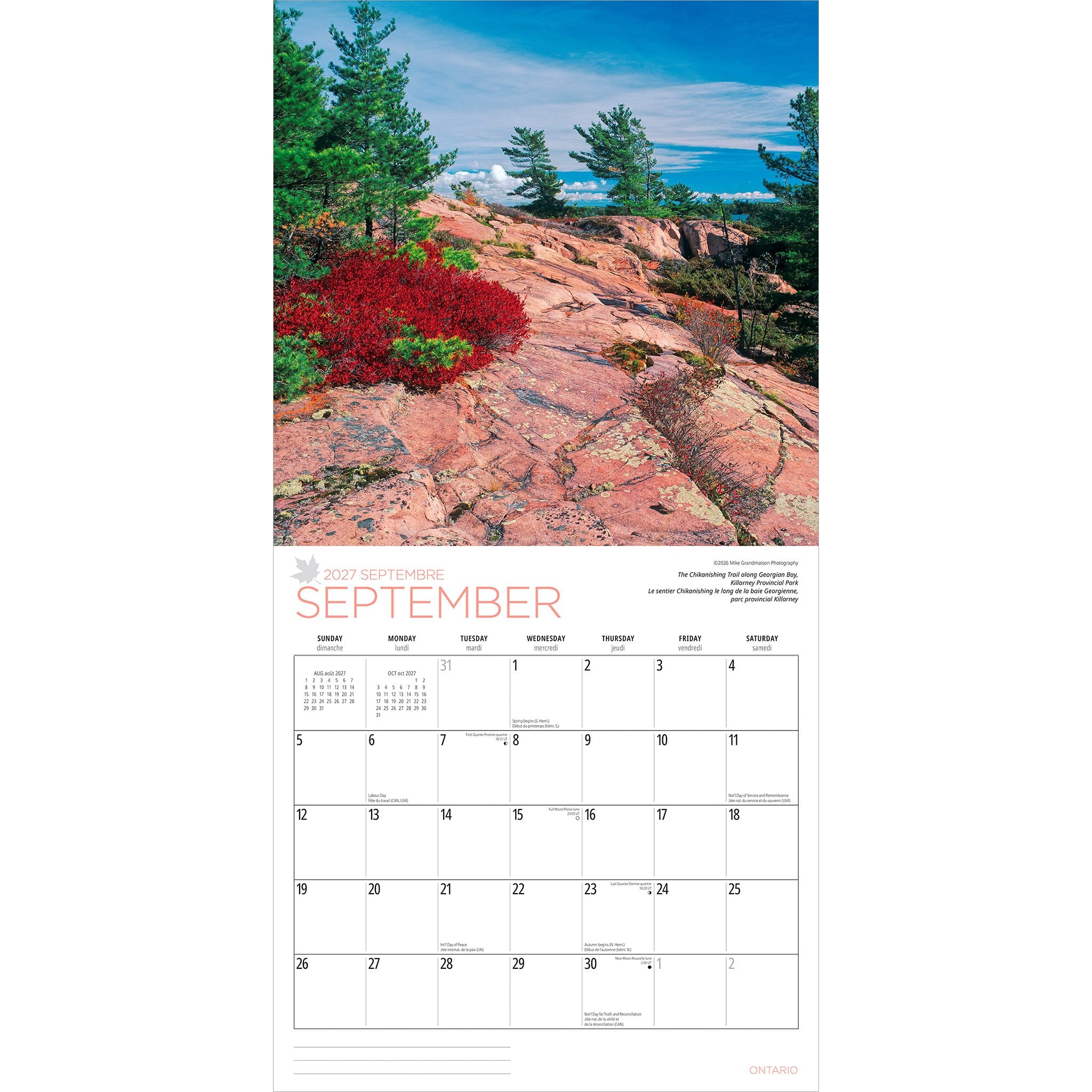 Ontario 2027 Wall Calendar