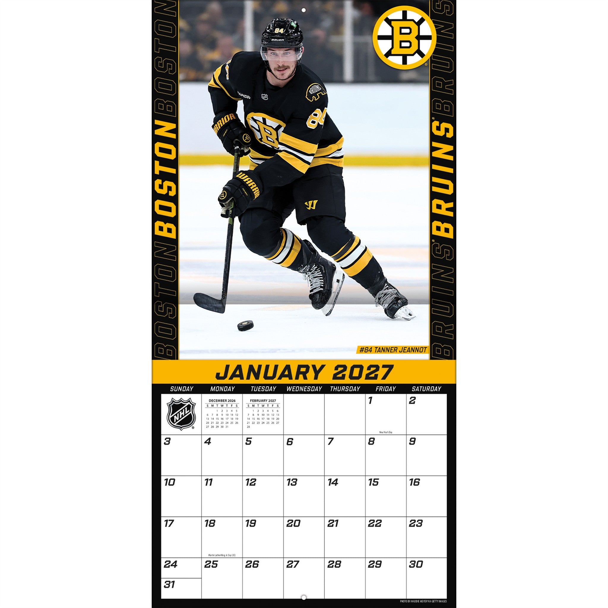 NHL Boston Bruins 2027 Wall Calendar