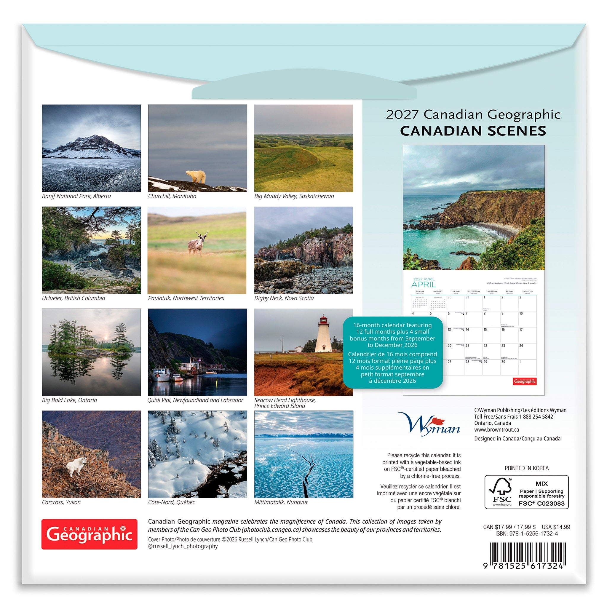 Canadian Geographic Canadian Scenes 2027 Medium Mini Calendar