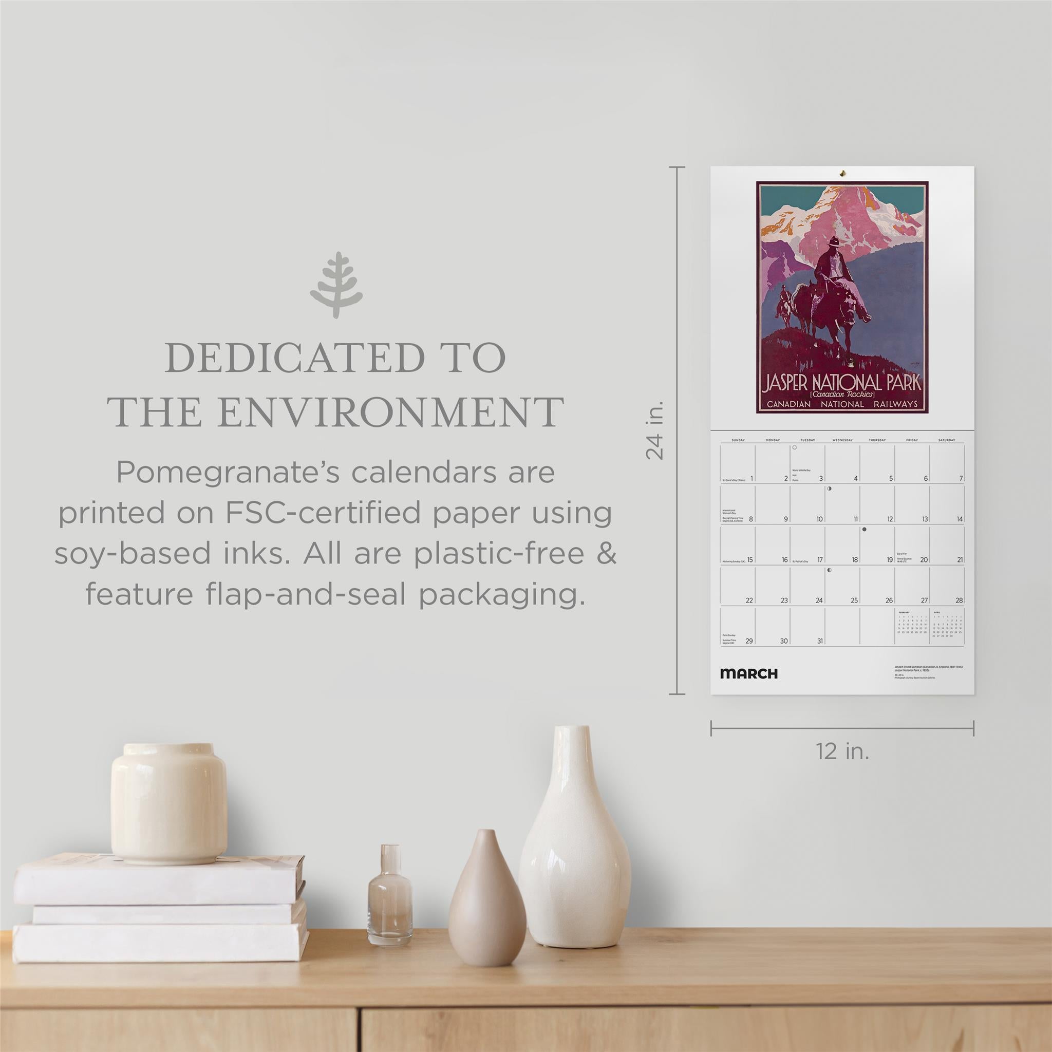 Calendrier mural des affiches de voyage du Canada 2026