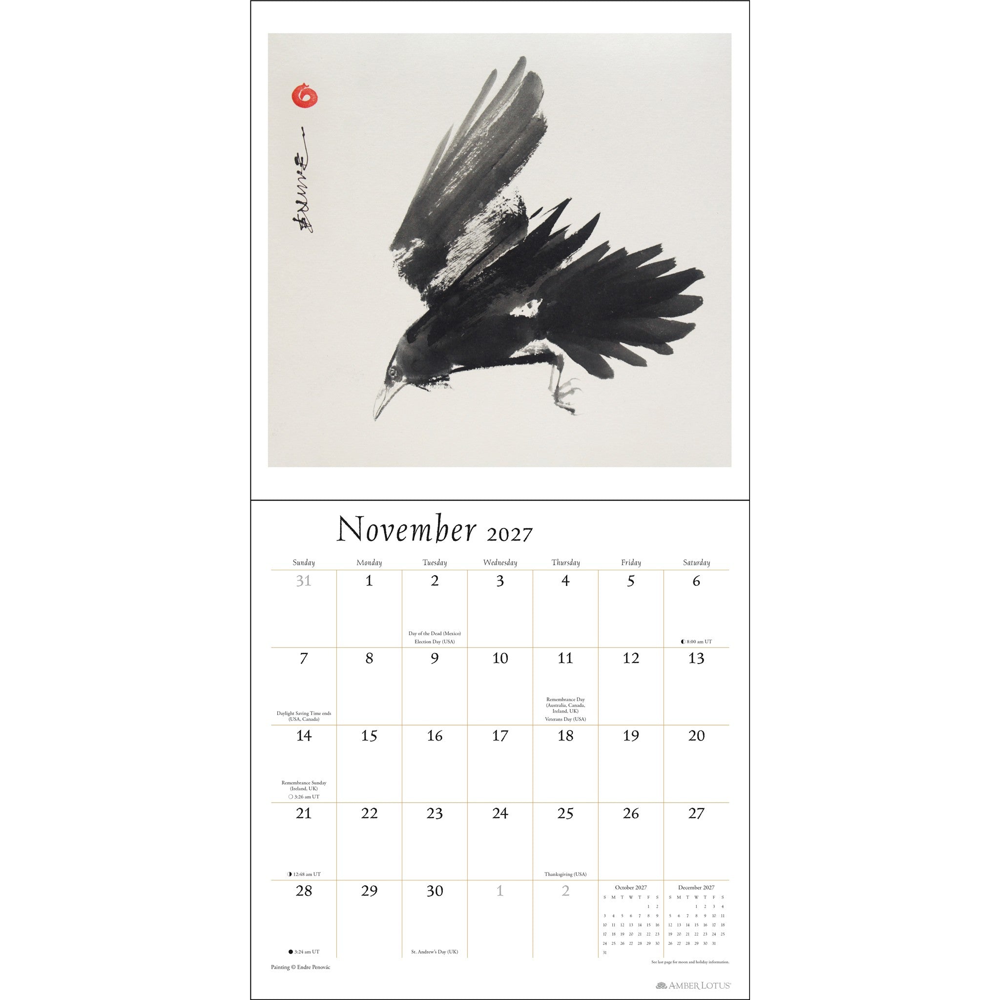 Calendrier mural 2027 The Artful Crow - En ligne uniquement
