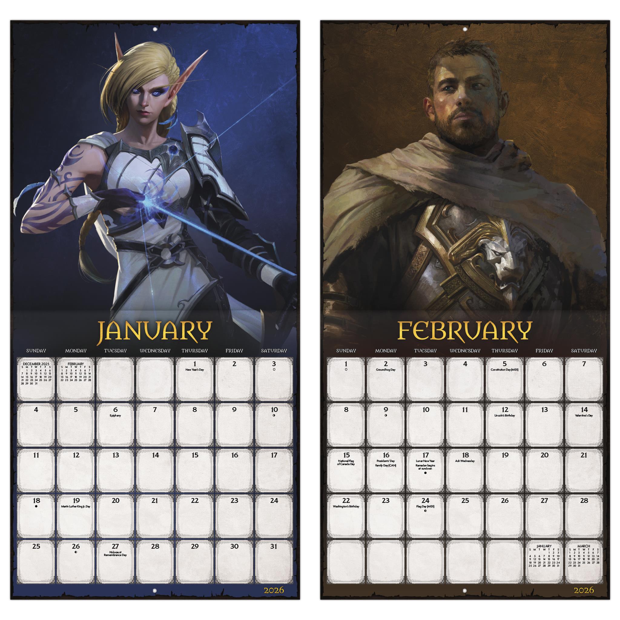 Calendrier mural World of Warcraft 2026