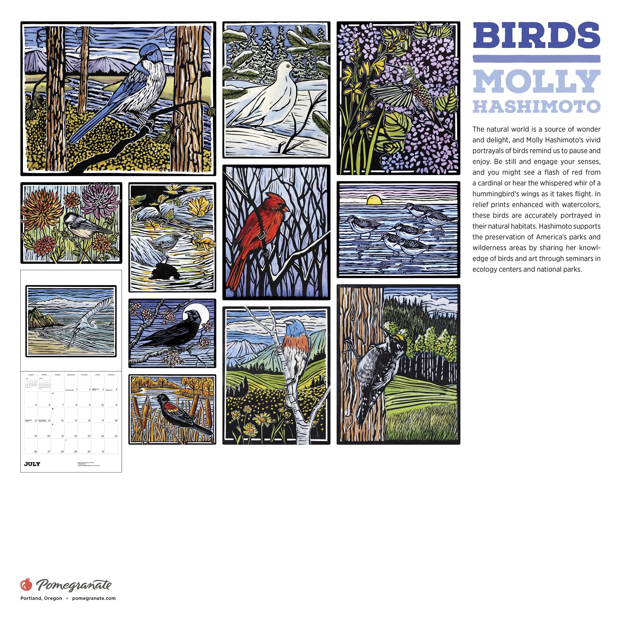 Calendrier mural Molly Hashimoto Oiseaux 2026