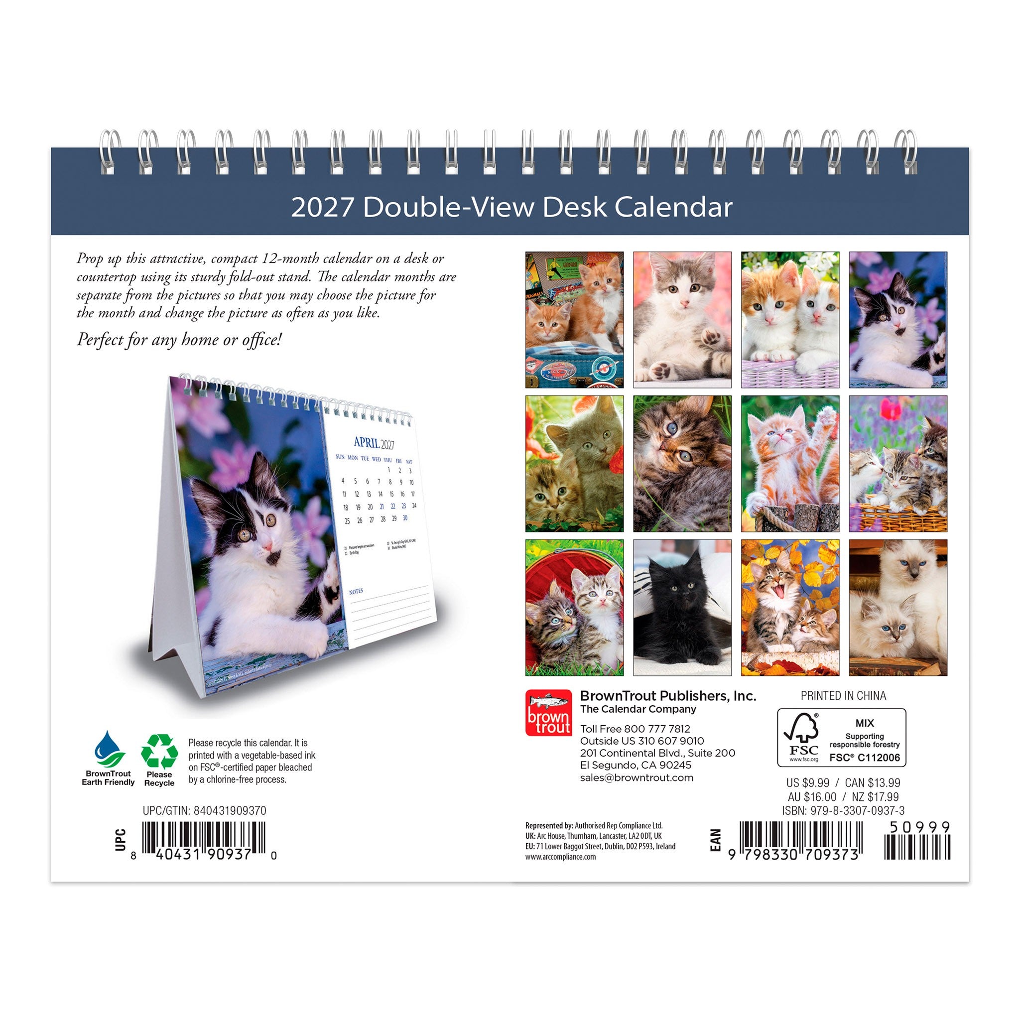 Kittens 2027 Easel Calendar