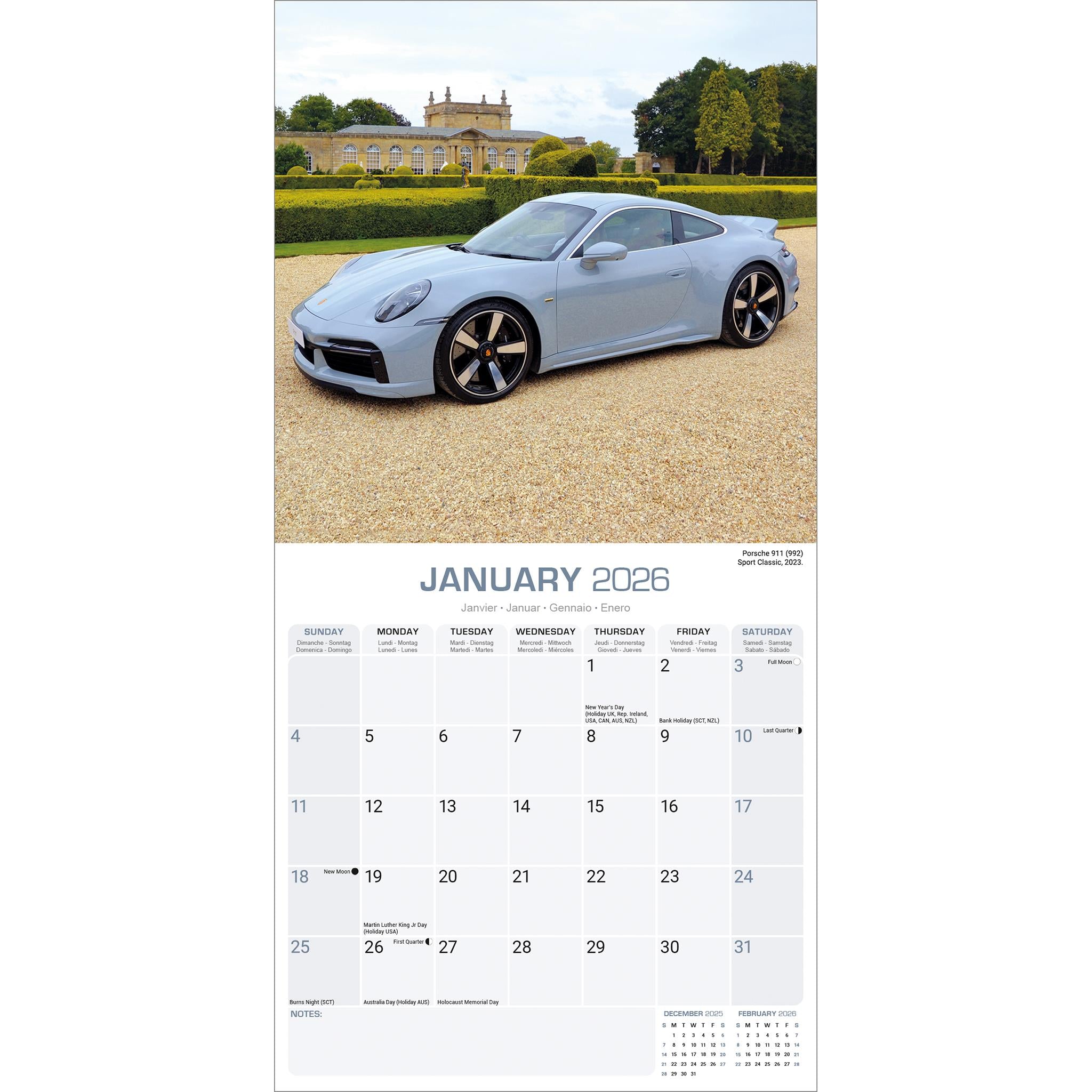 Calendrier mural Porsche 2026