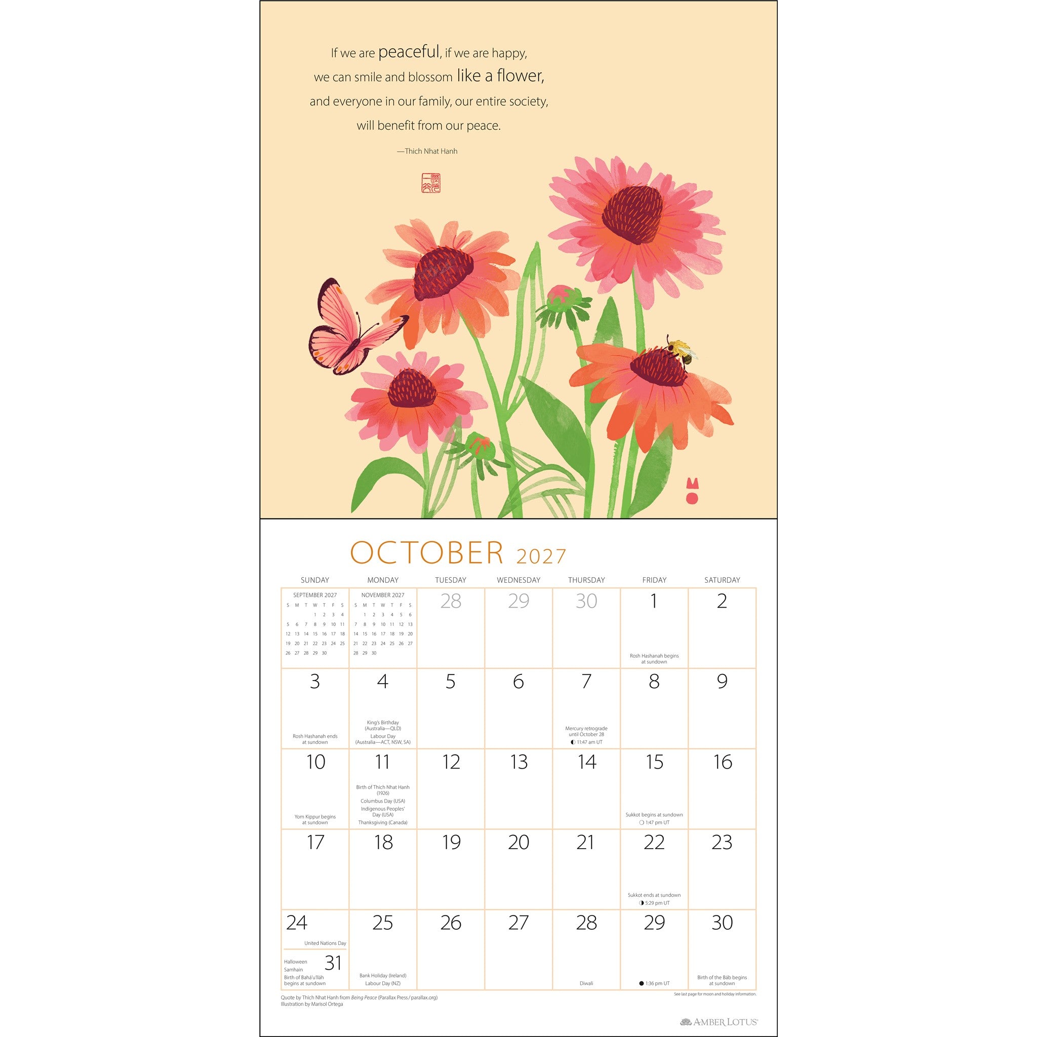 Calendrier mural Thich Nhat Hanh 2027