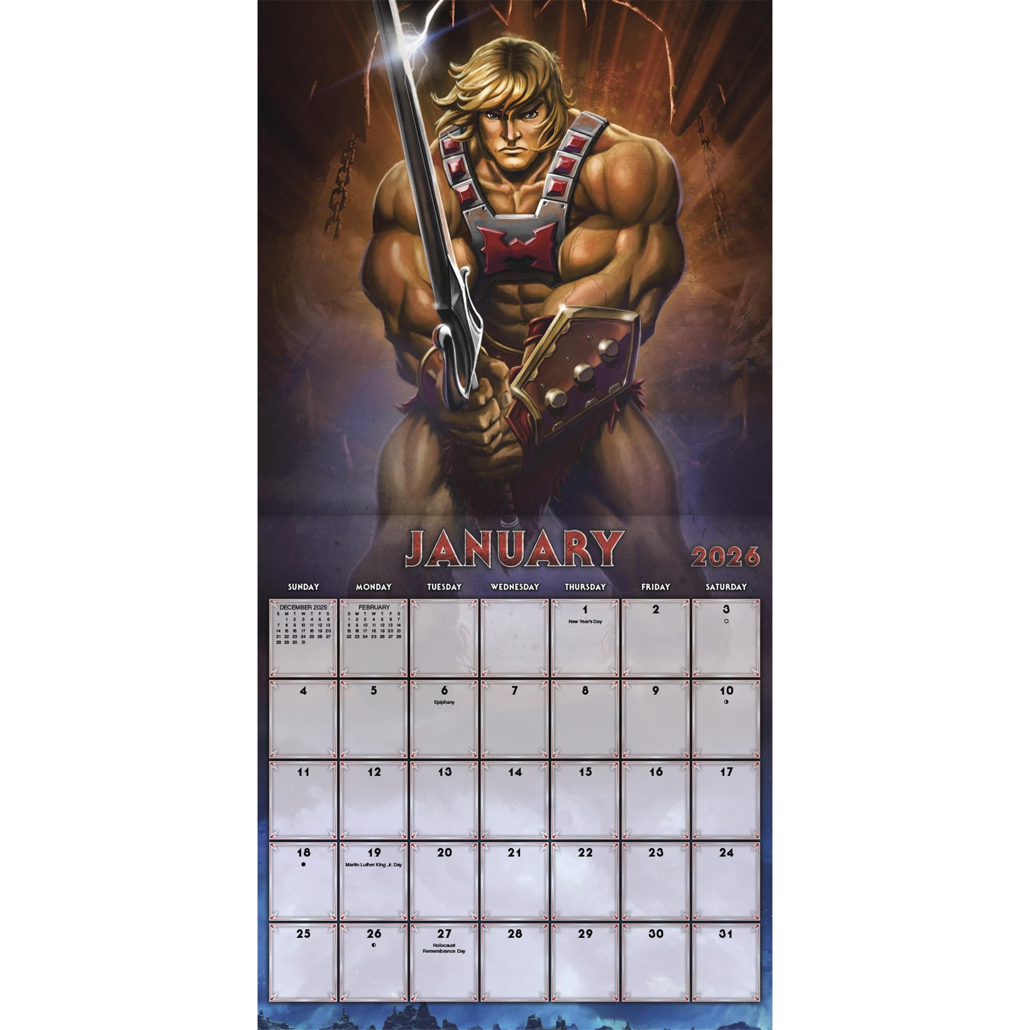 Calendrier mural Les Maîtres de l'Univers 2026 - Disponible uniquement en ligne