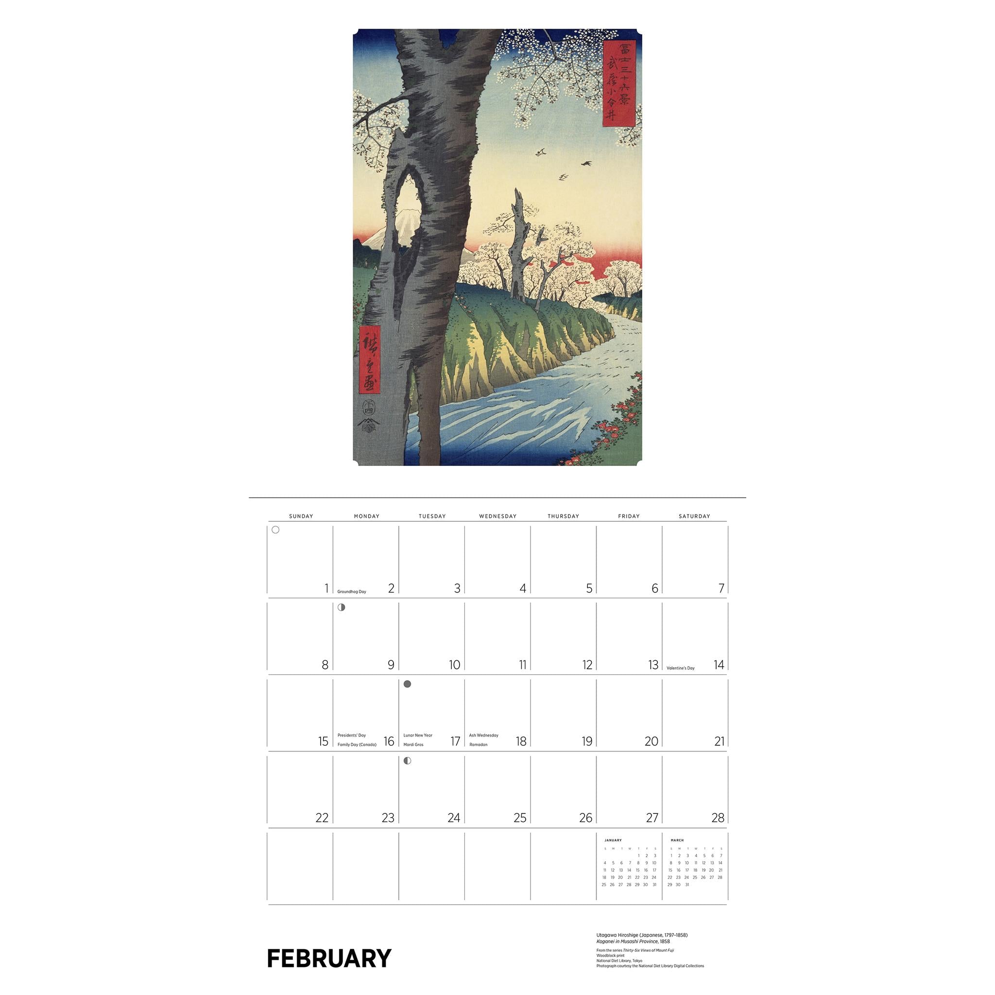 Calendrier mural Hiroshige 2026