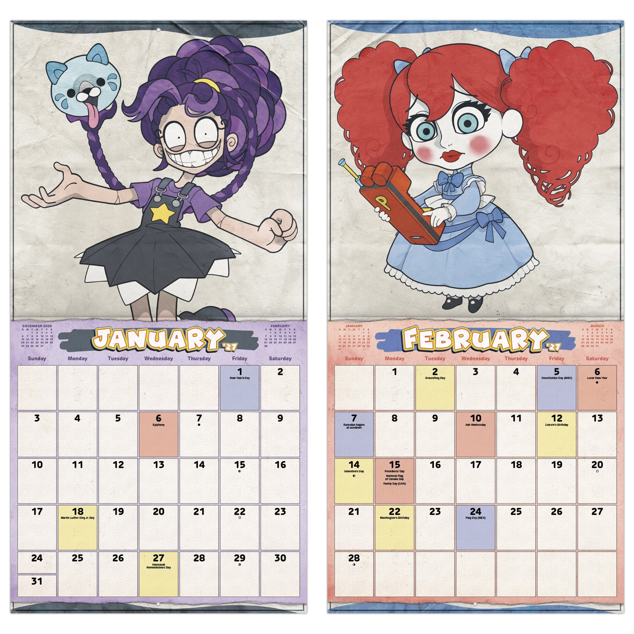 Calendrier mural Poppy Playtime 2027 – Exclusivement en ligne