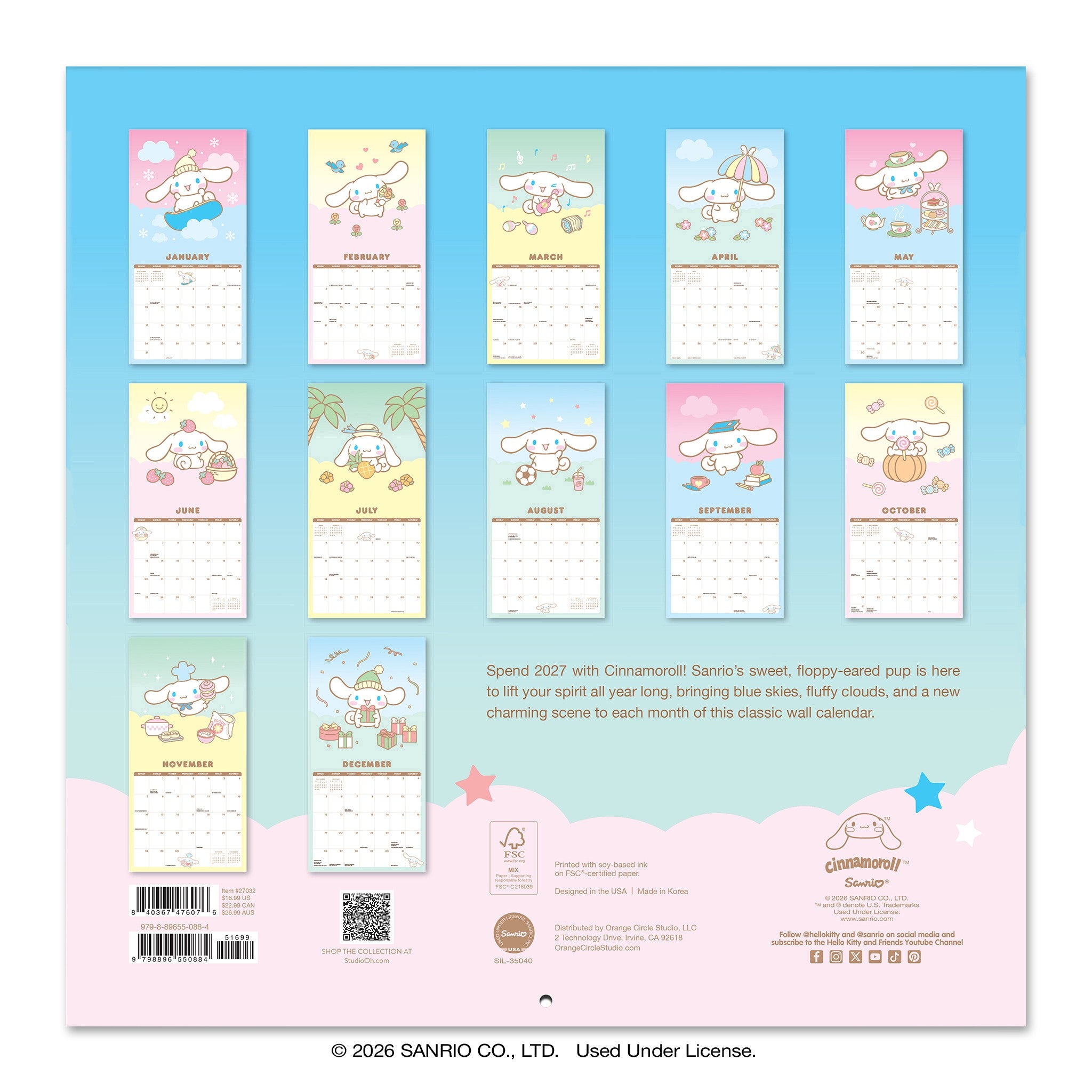 Cinnamoroll 2027 Wall Calendar