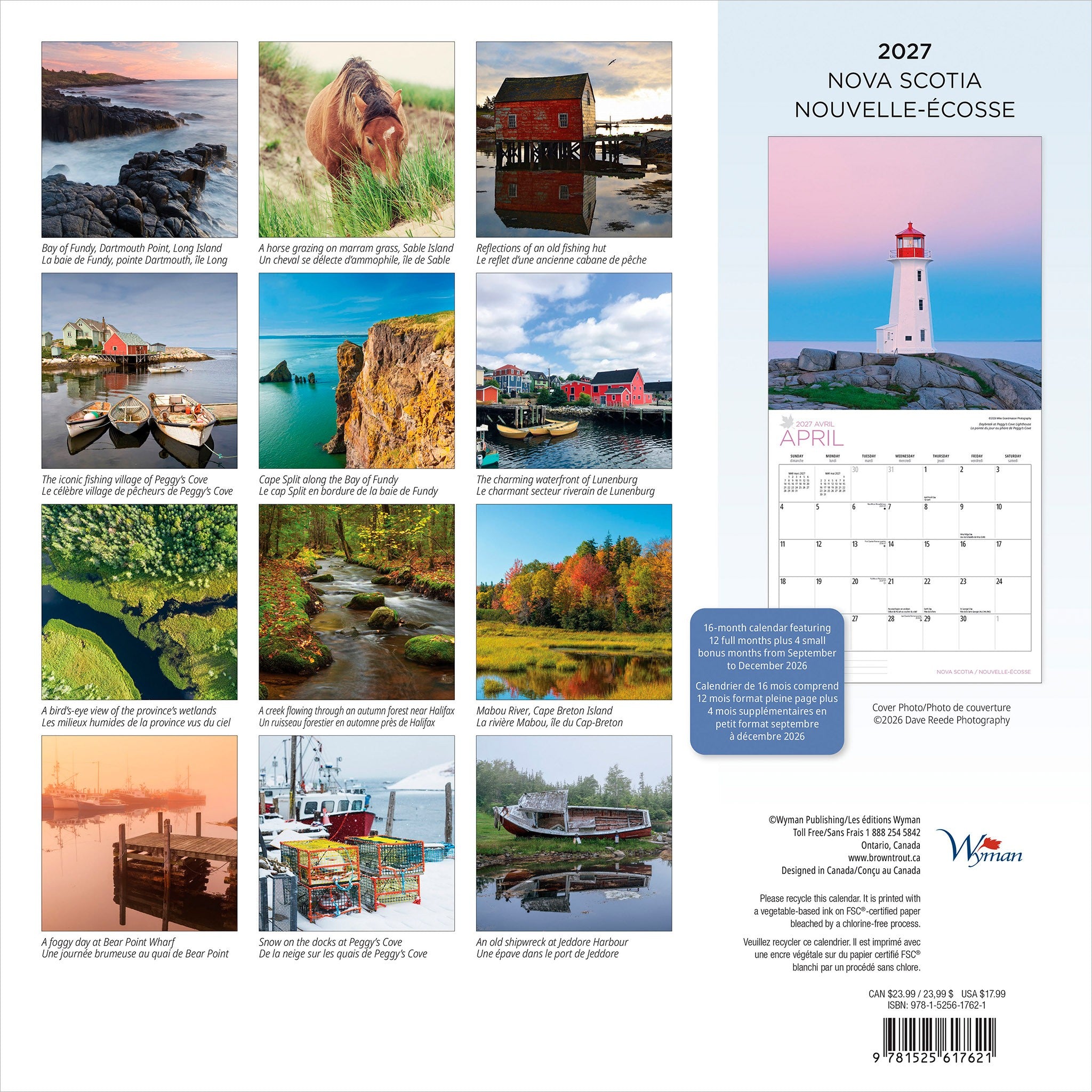Nova Scotia / Nouvelle-Écosse 2027 Wall Calendar