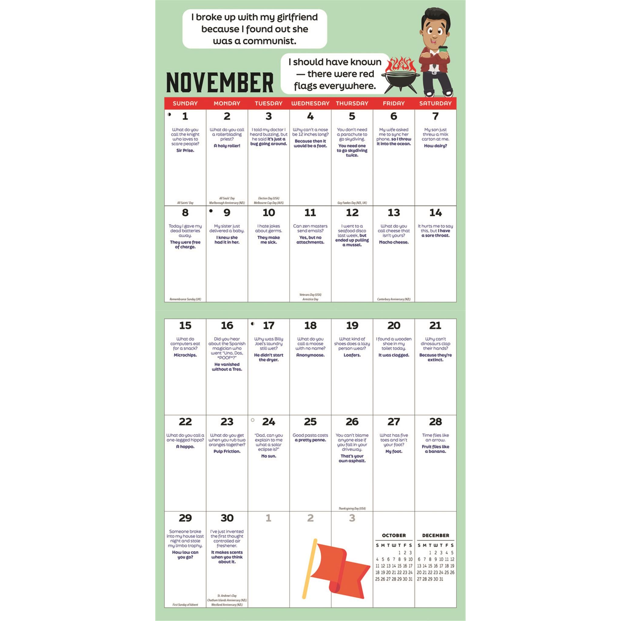 Calendrier mural du roi des blagues de papa 2026