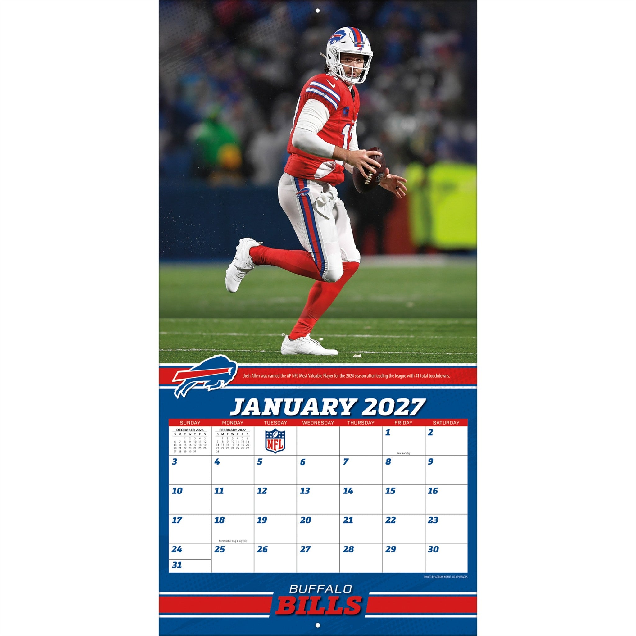 NFL Buffalo Bills Josh Allen 2027 Wall Calendar