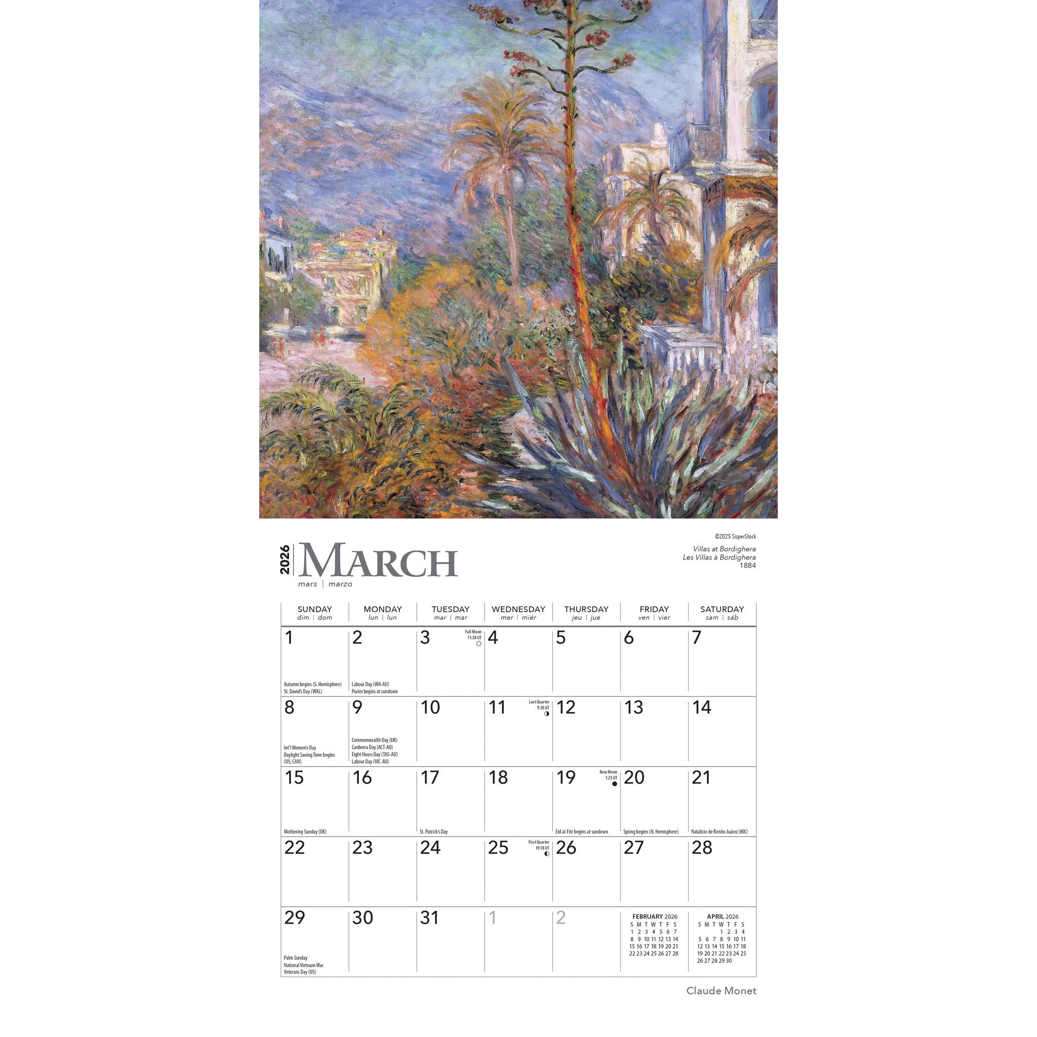 Mini calendrier Monet 2026