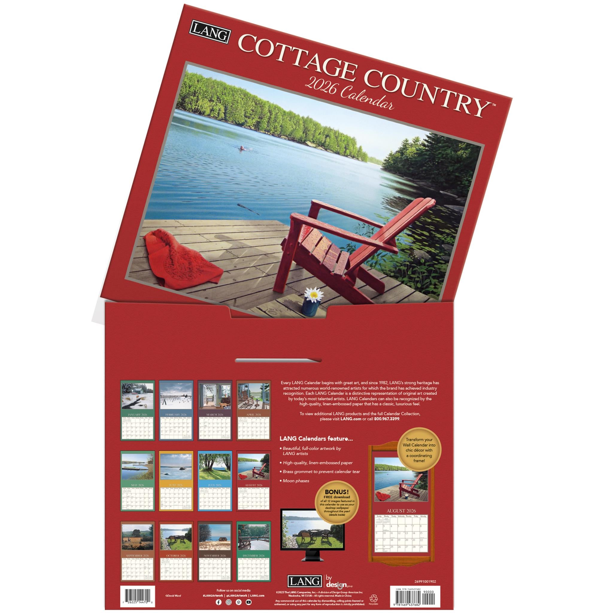 Calendrier mural de luxe Cottage Country 2026