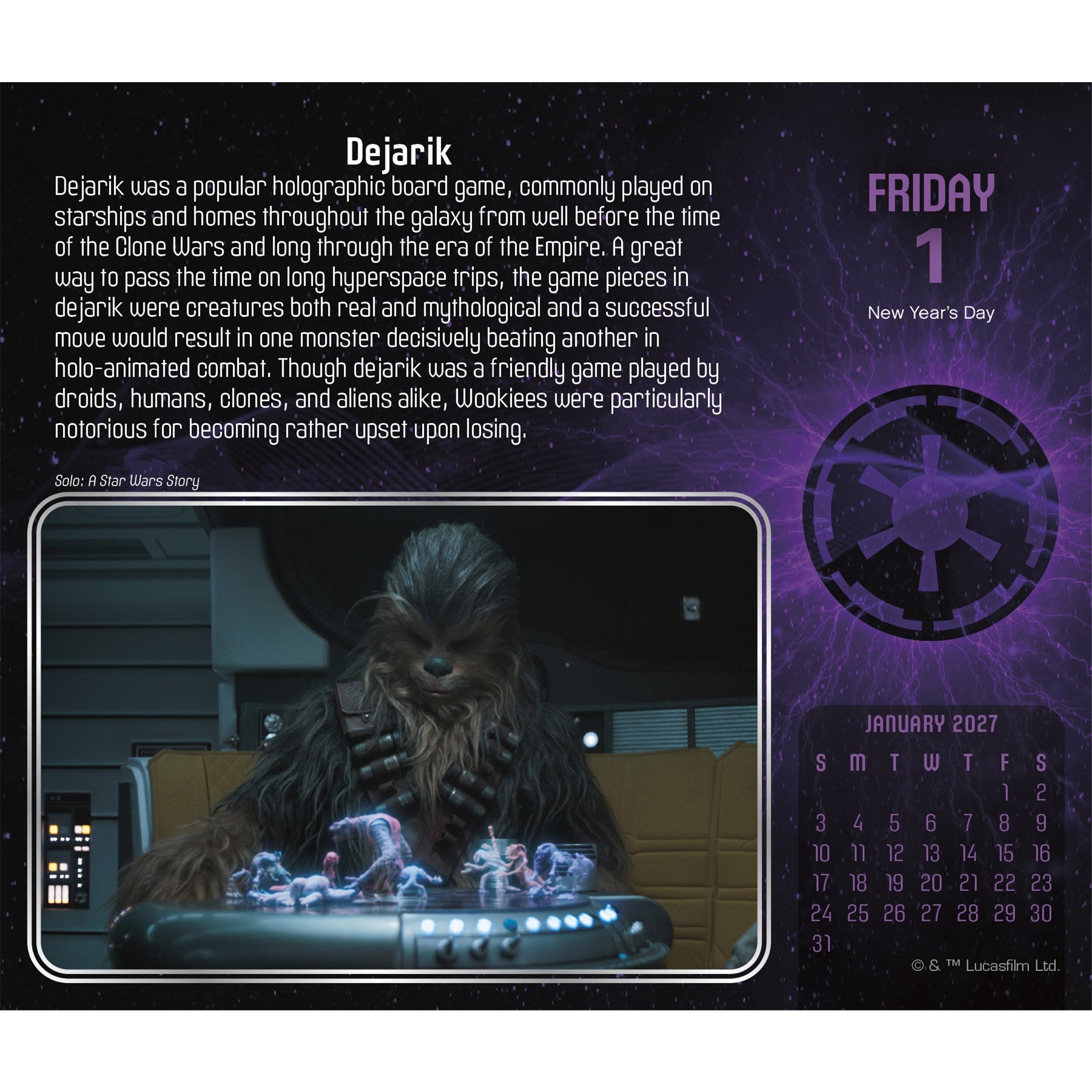 Calendrier perpétuel Star Wars 2027