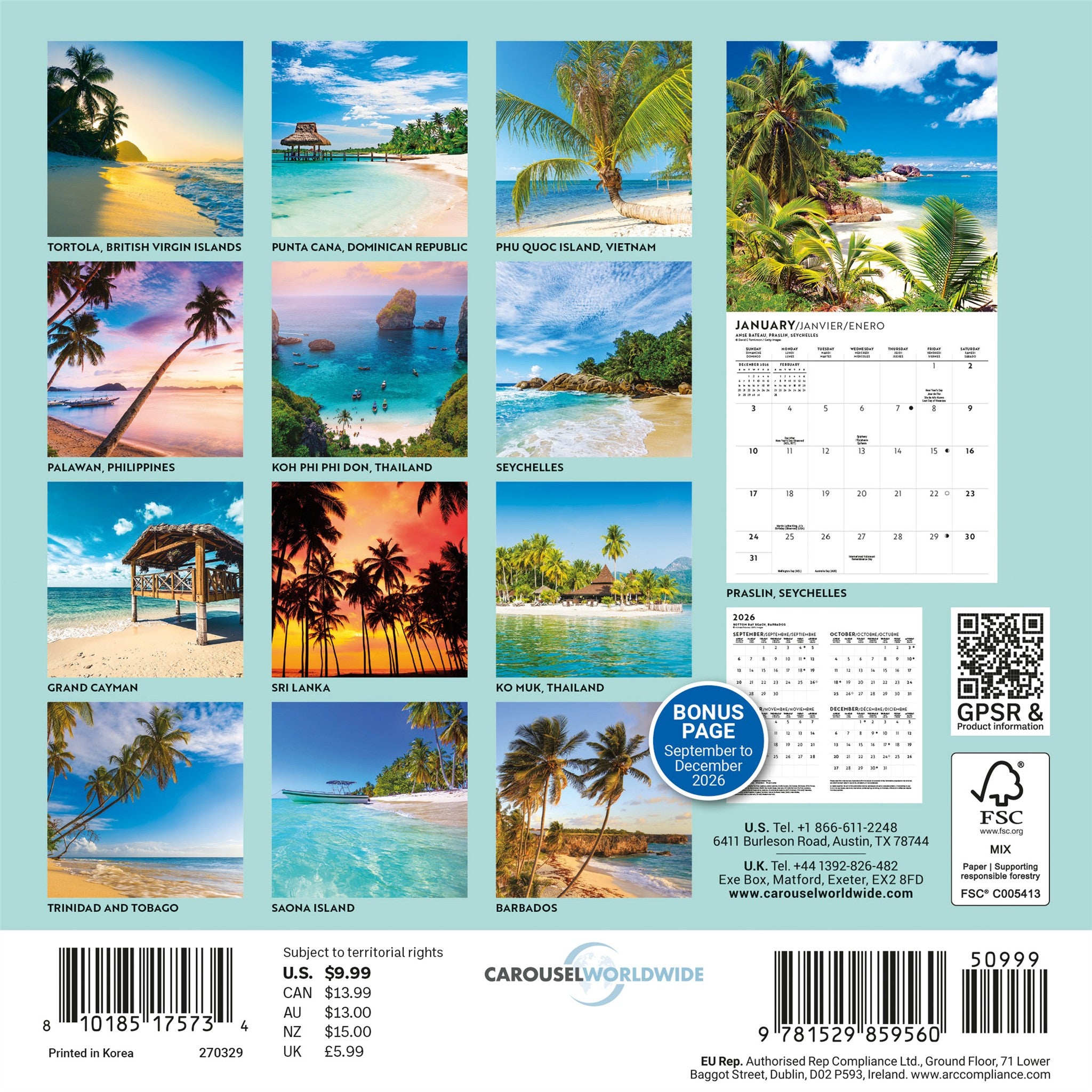 Mini-calendrier Île paradisiaque 2027