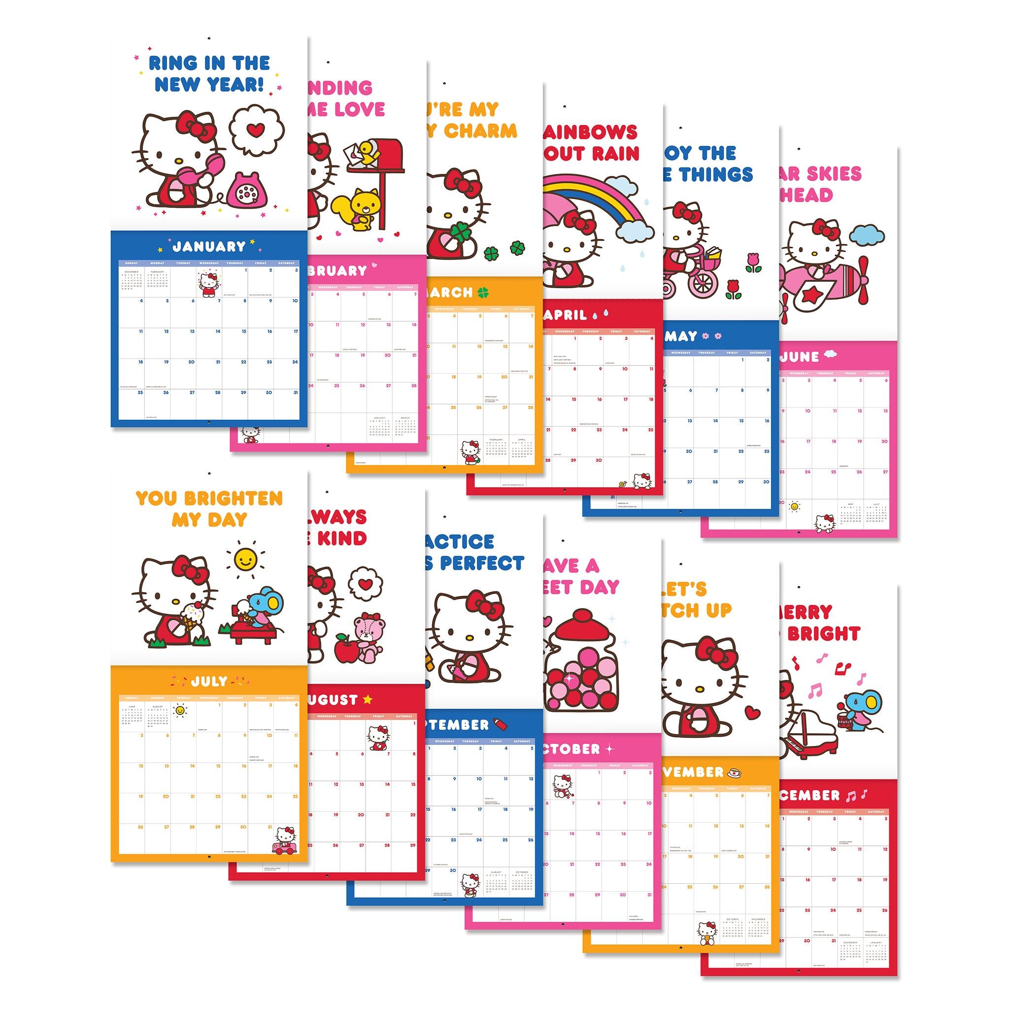 Hello Kitty Playful Pink 2026 Wall Calendar