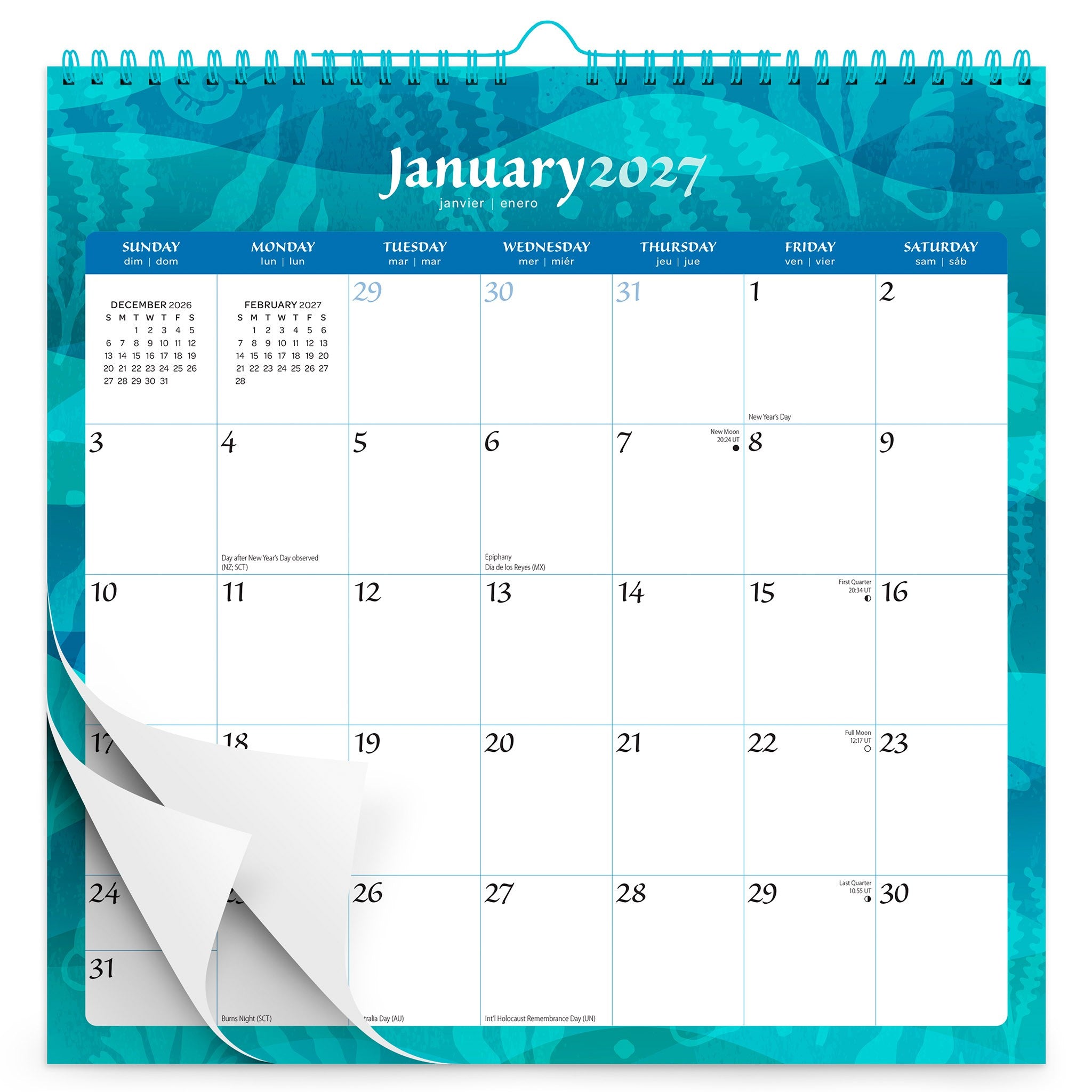 Seaside Currents 2027 Wall Calendar