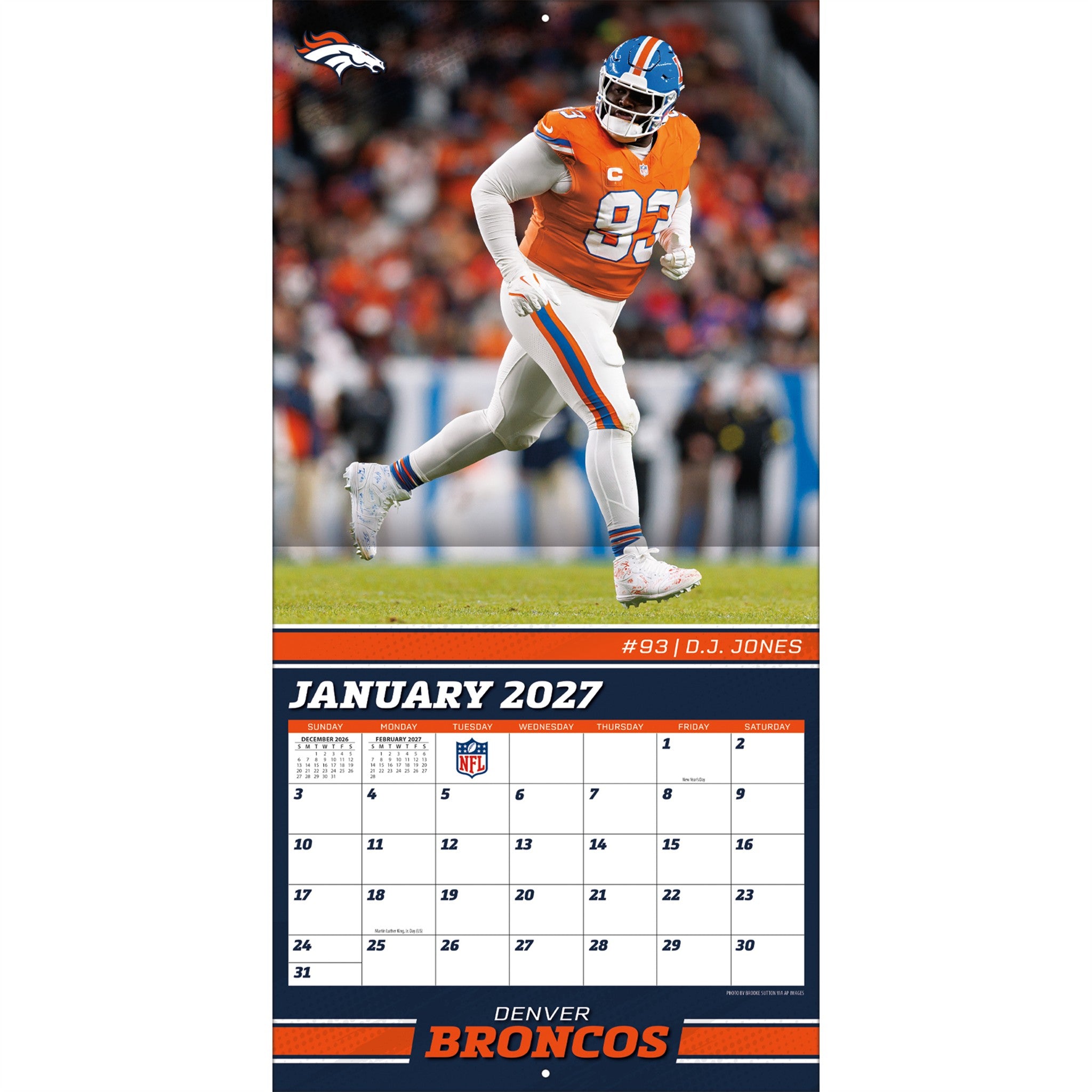 NFL Denver Broncos 2027 Wall Calendar - Online Only