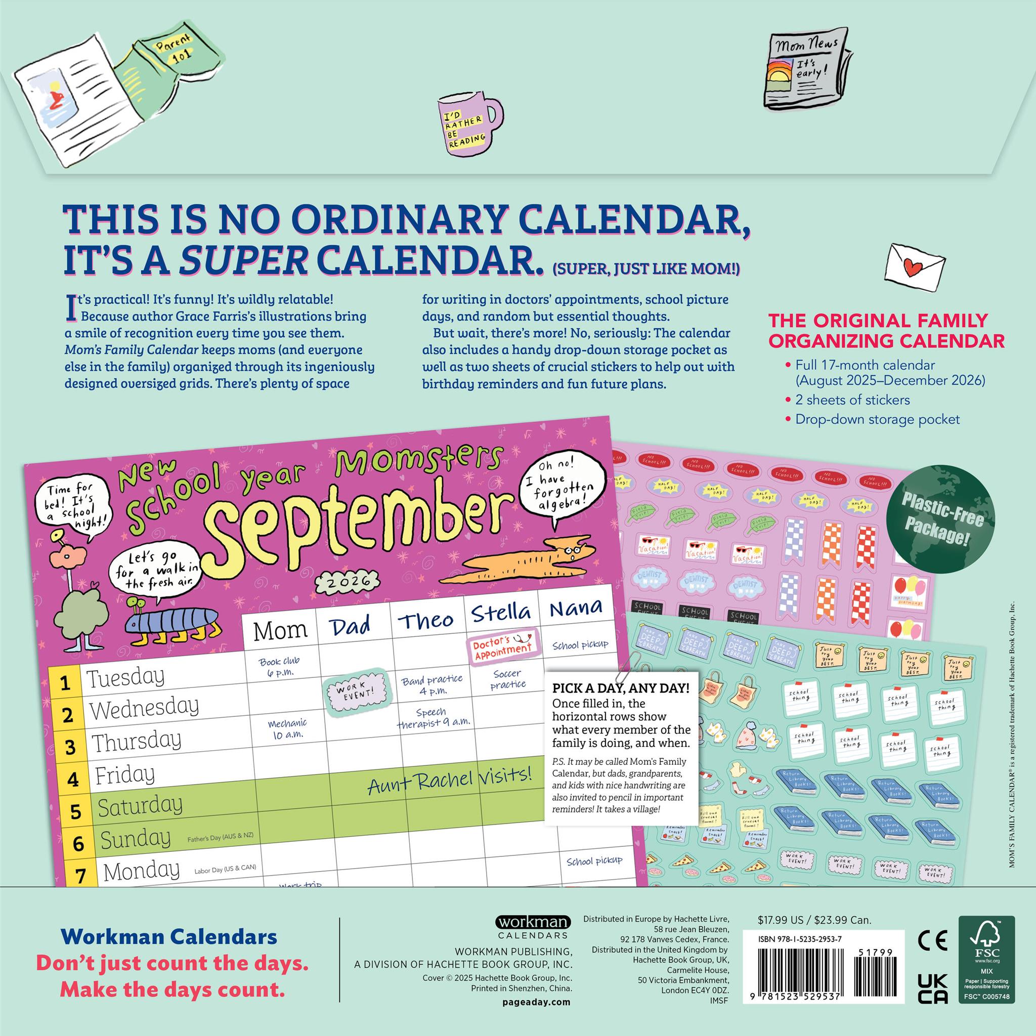 Calendrier mural familial des mamans 2025-2026