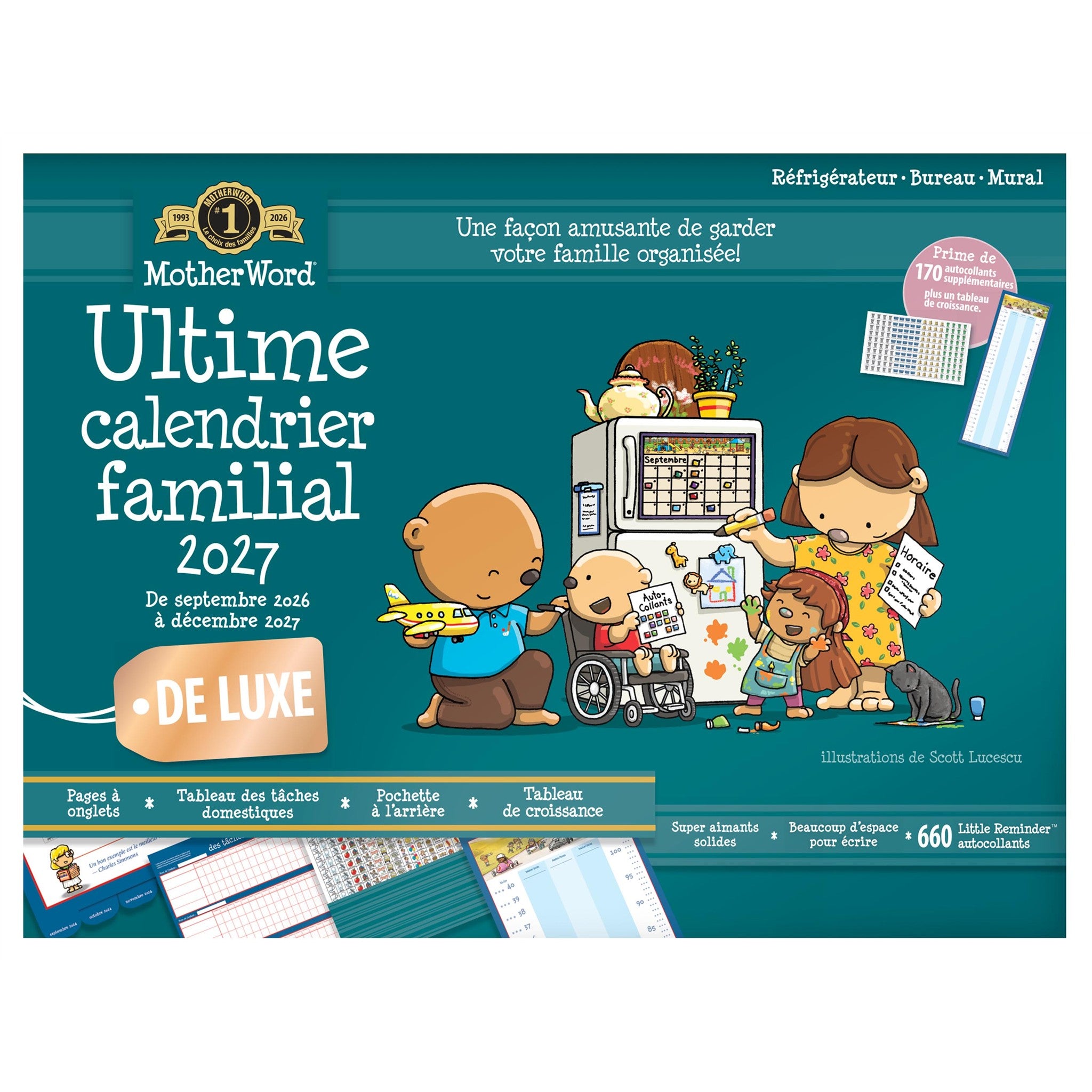 MotherWord Ultime calendrier familial de luxe 2026-2027 calendrier mural